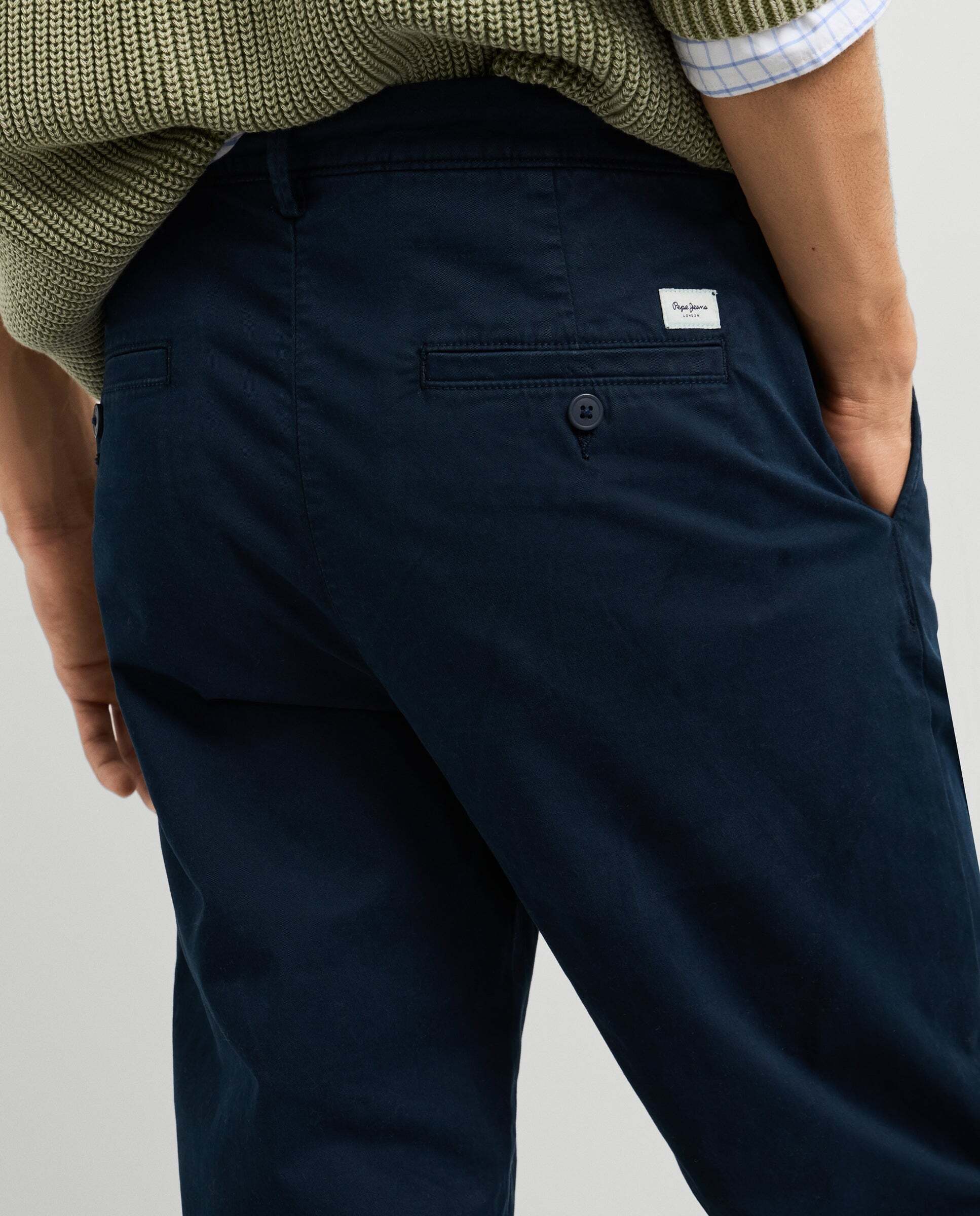 Pantalón de hombre chino sarga fit slim - Pepe Jeans - Azul Azul-4