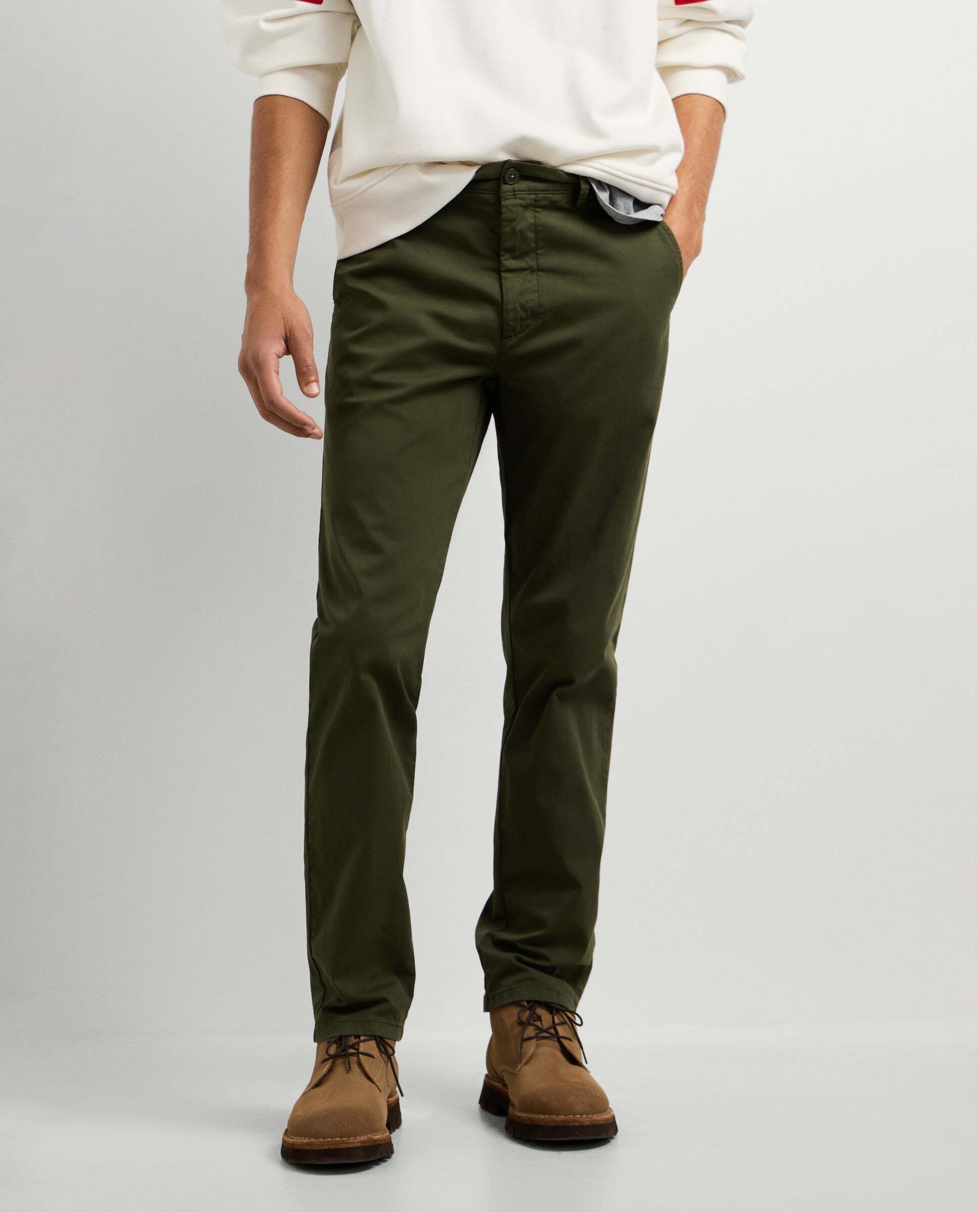 Pantalón de hombre chino sarga fit slim - Pepe Jeans - Verde Oliva Verde Oliva-1