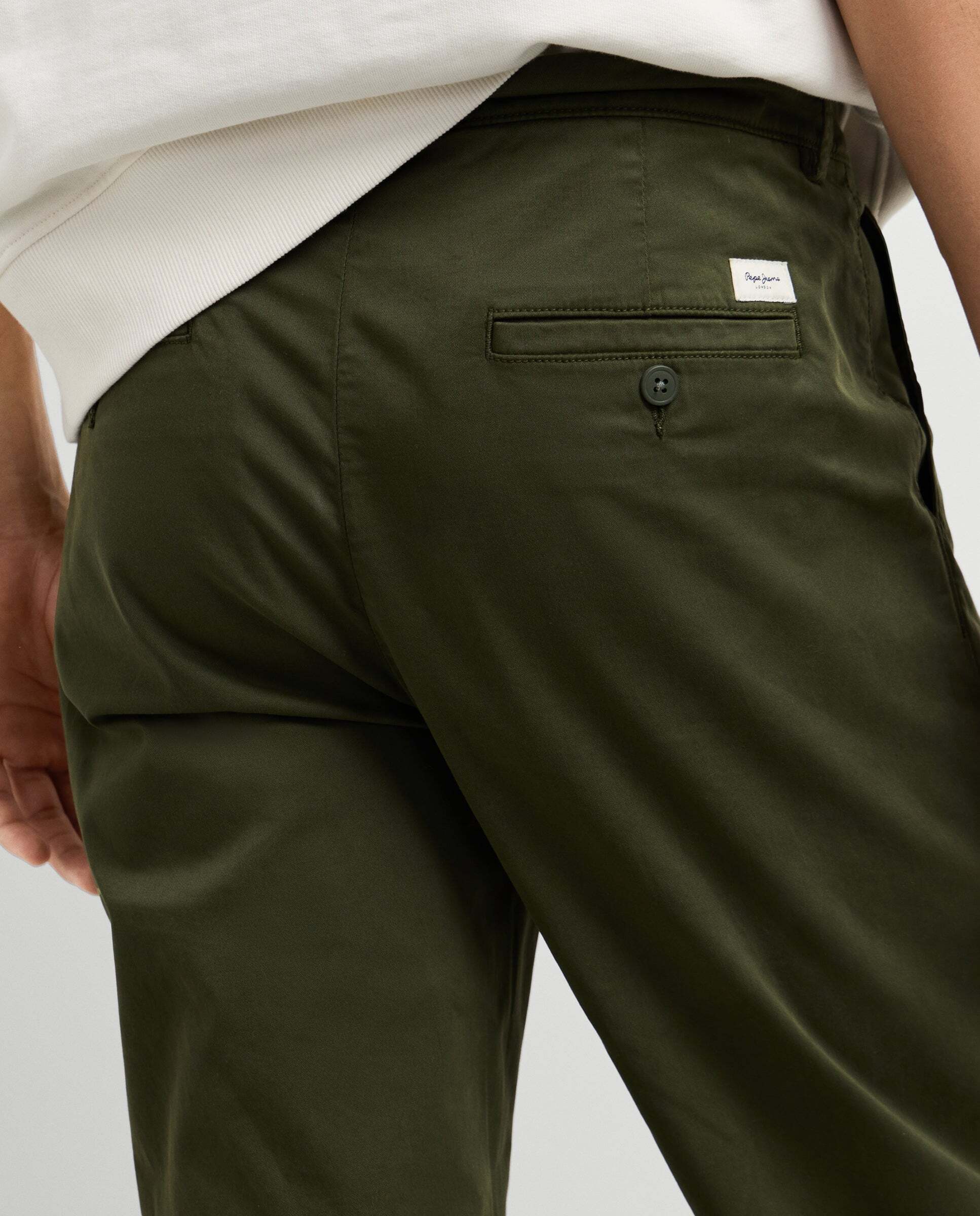 Pantalón de hombre chino sarga fit slim - Pepe Jeans - Verde Oliva Verde Oliva-4