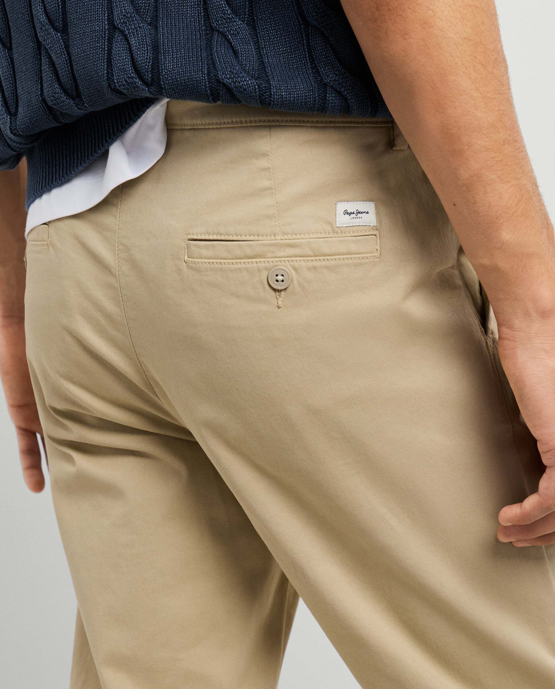 Pantalón de hombre chino sarga fit slim - Pepe Jeans - Natural Natural-4