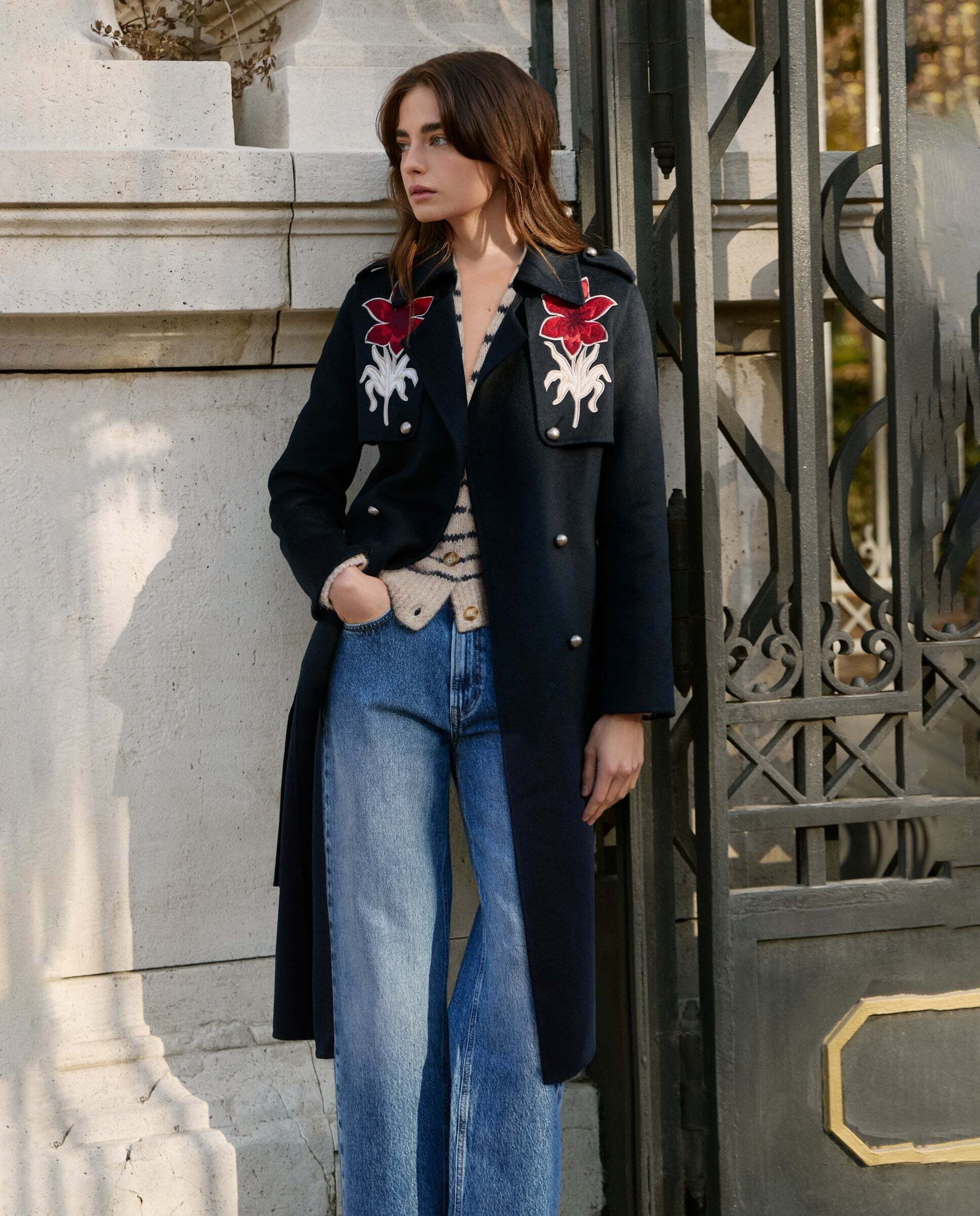 Abrigo de mujer largo de lana - Pepe Jeans - Azul Azul-1
