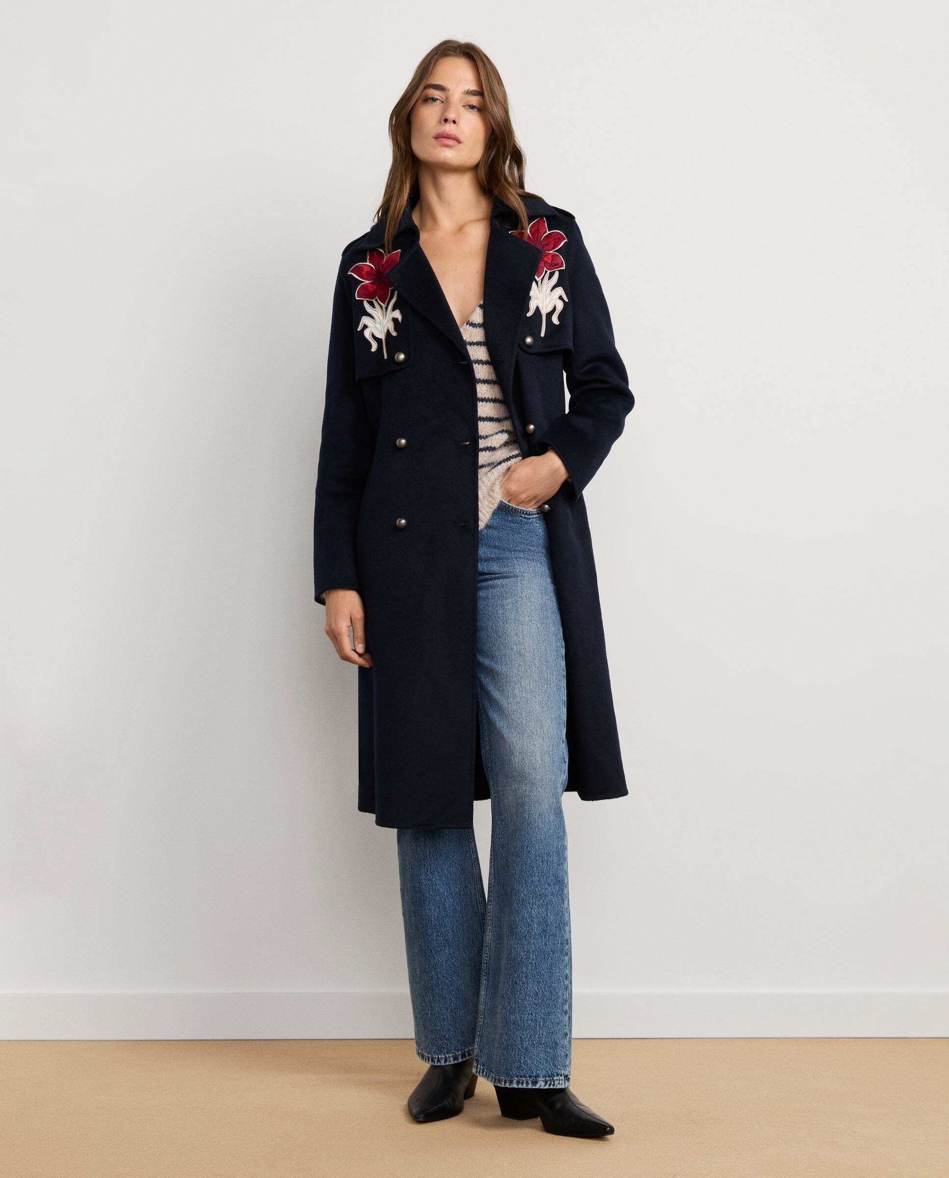Abrigo de mujer largo de lana - Pepe Jeans - Azul Azul-2