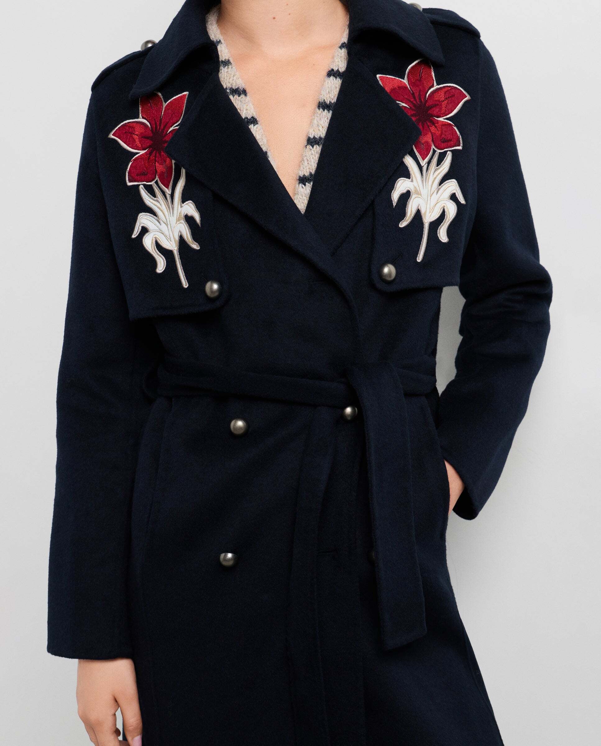 Abrigo de mujer largo de lana - Pepe Jeans - Azul Azul-5