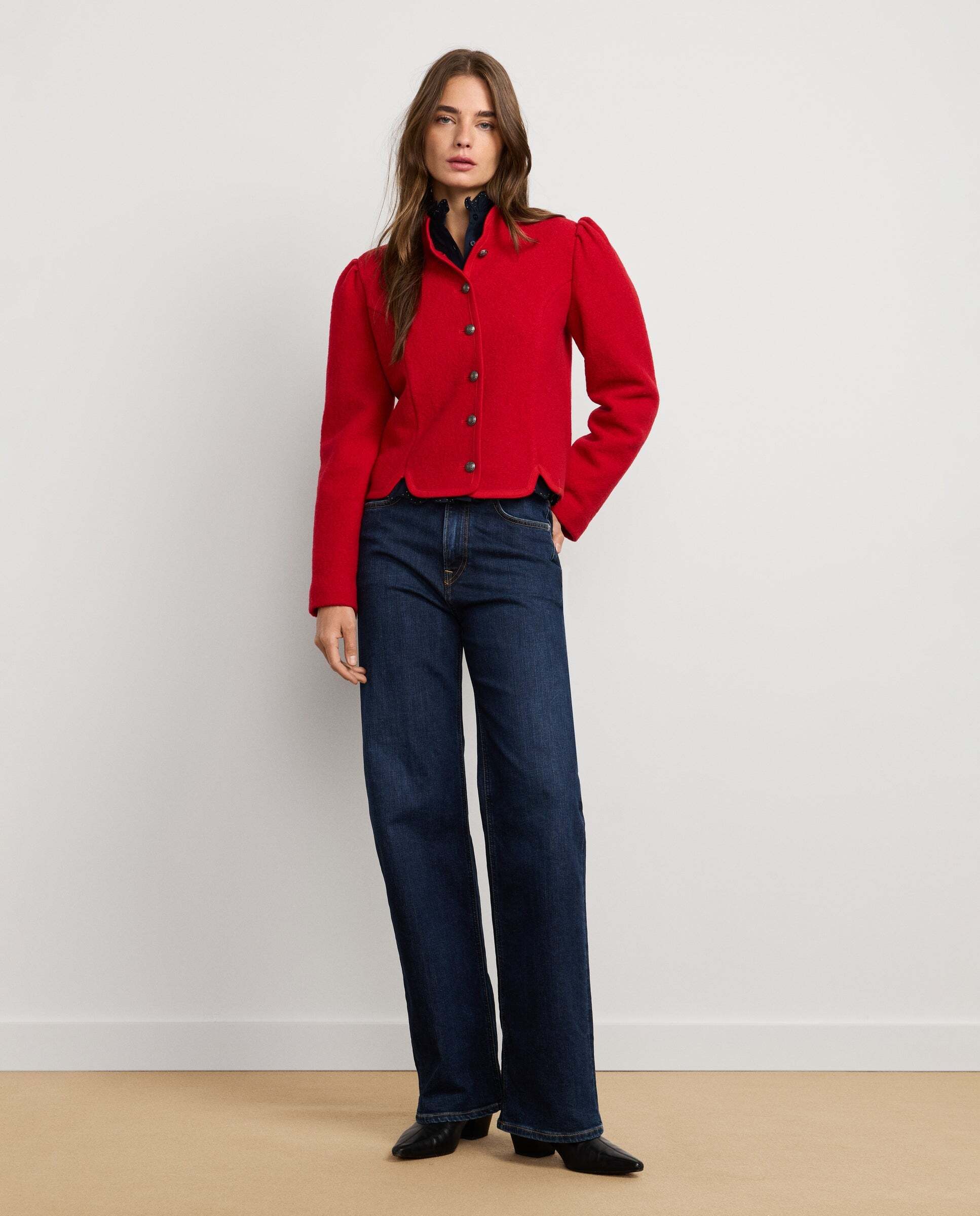 Chaqueta de mujer corta de lana - Pepe Jeans - Rojo Rojo-2