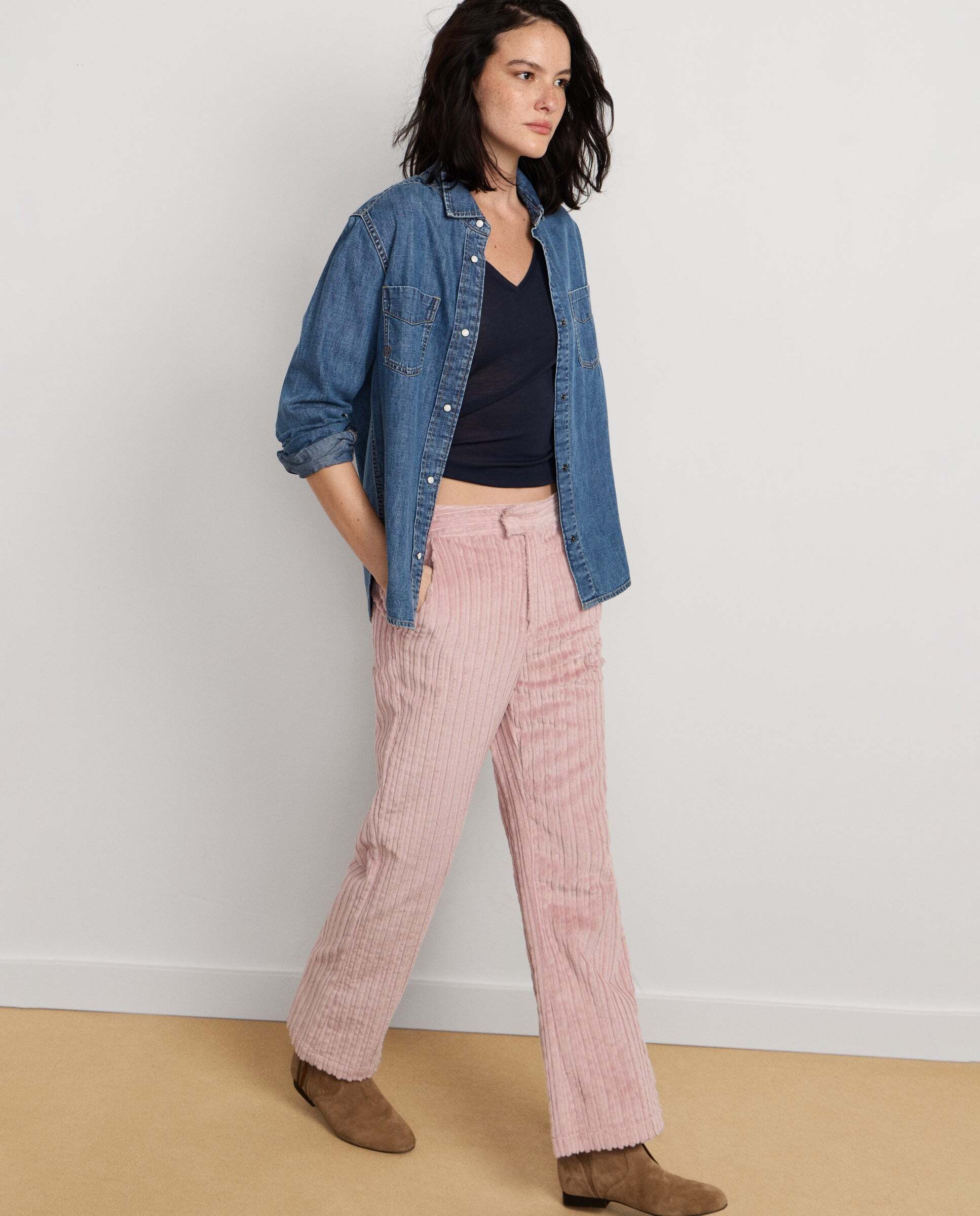 Pantalón de mujer de pana fit recto - Pepe Jeans - Rosa claro Rosa claro-1