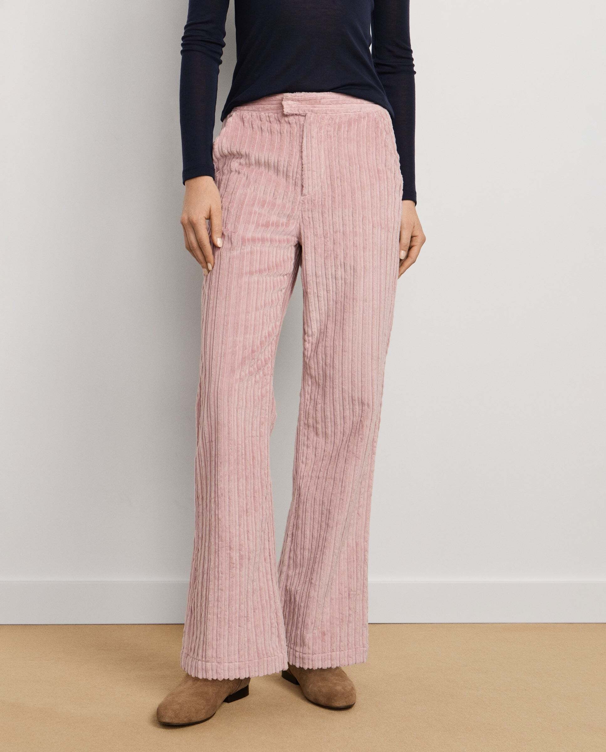 Pantalón de mujer de pana fit recto - Pepe Jeans - Rosa claro Rosa claro-2