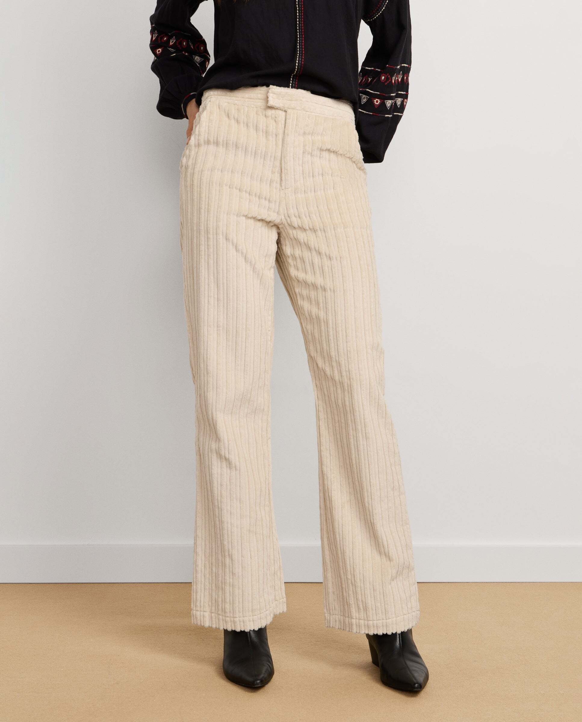 Pantalón de mujer de pana fit recto - Pepe Jeans - Blanco roto Blanco roto-2