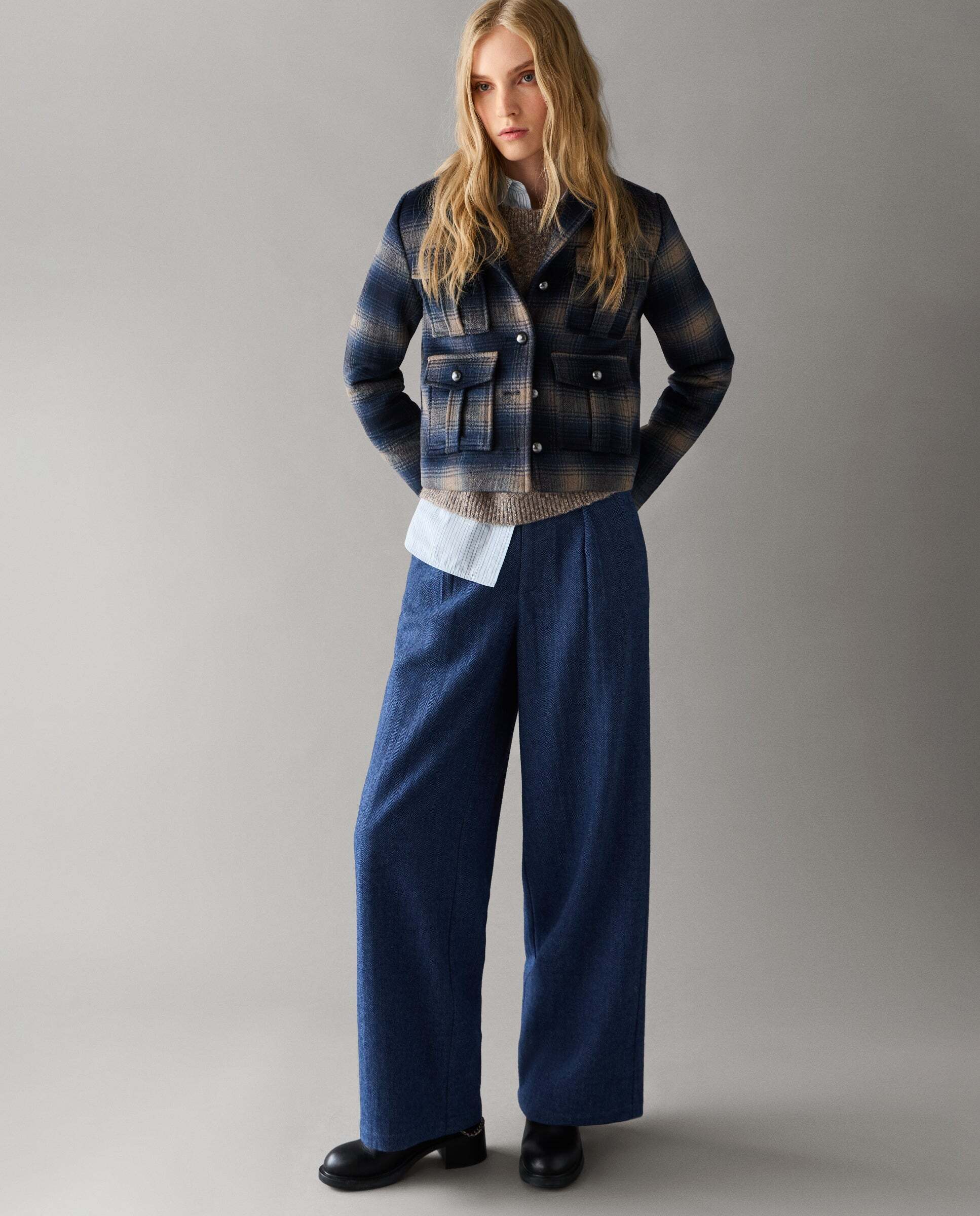 Pantalòn de mujer recto de lana - Pepe Jeans - Azul oscuro Azul oscuro-2
