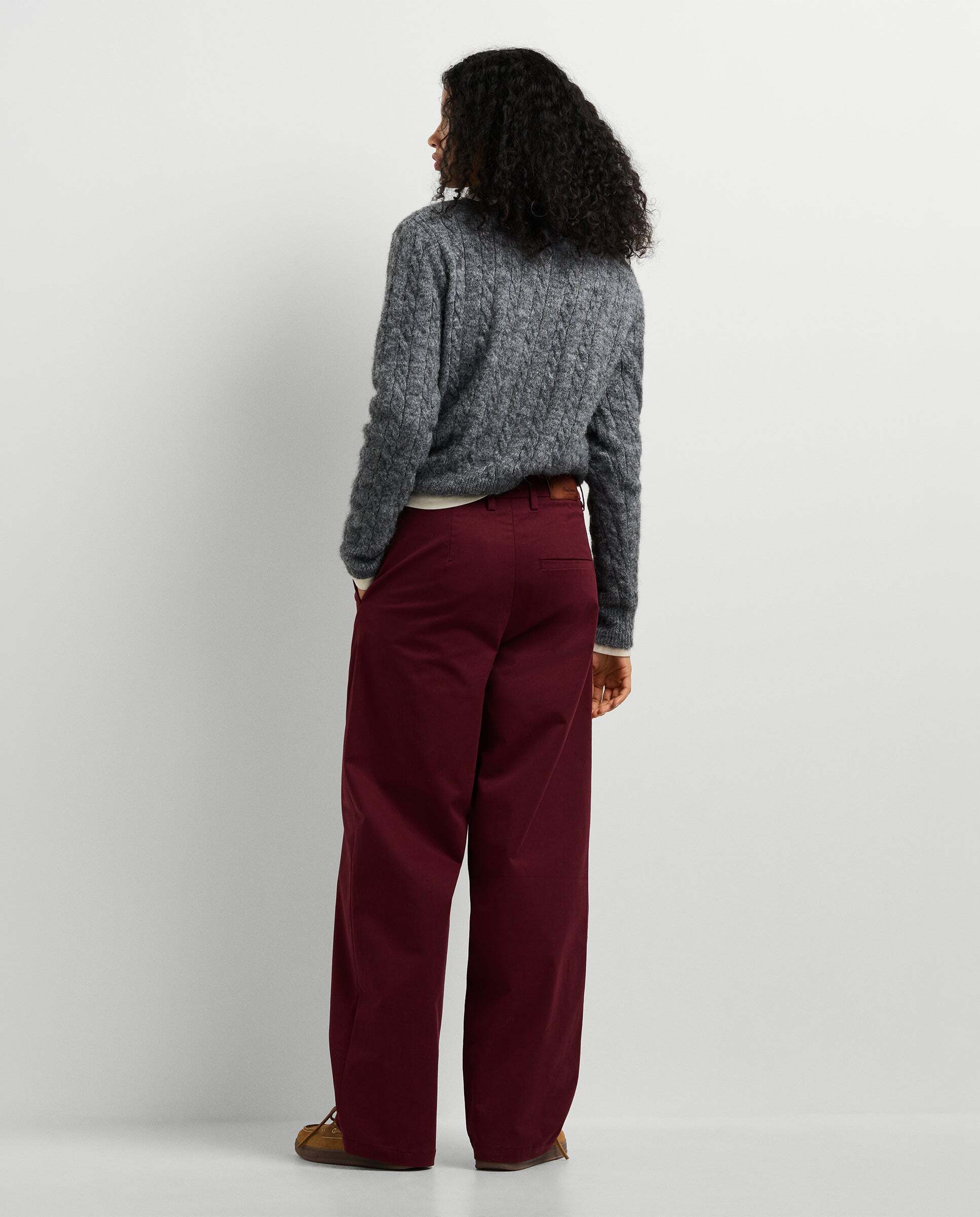 Pantalon de mujer recto con pliegues - Pepe Jeans - Burdeos Burdeos-3