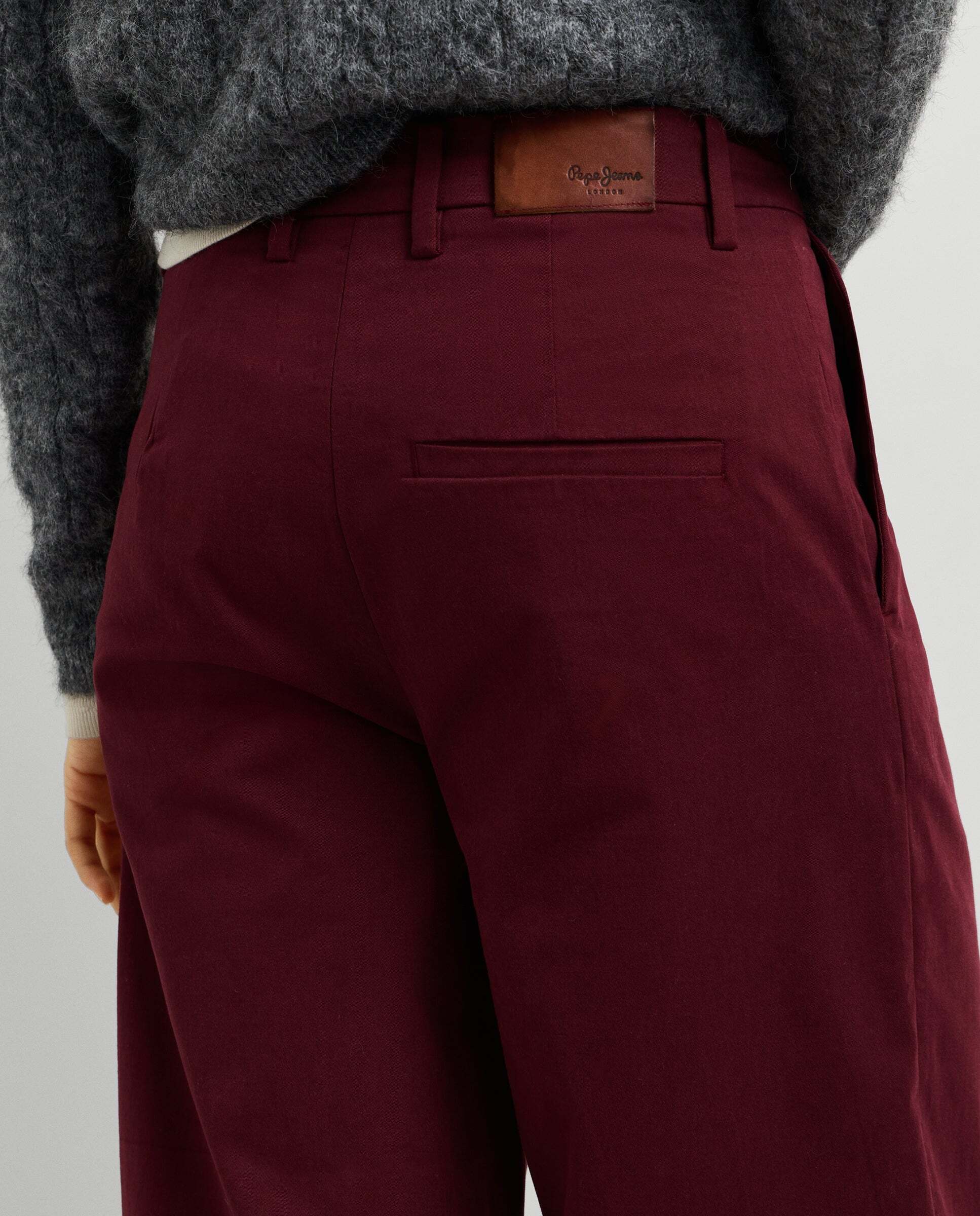 Pantalon de mujer recto con pliegues - Pepe Jeans - Burdeos Burdeos-4