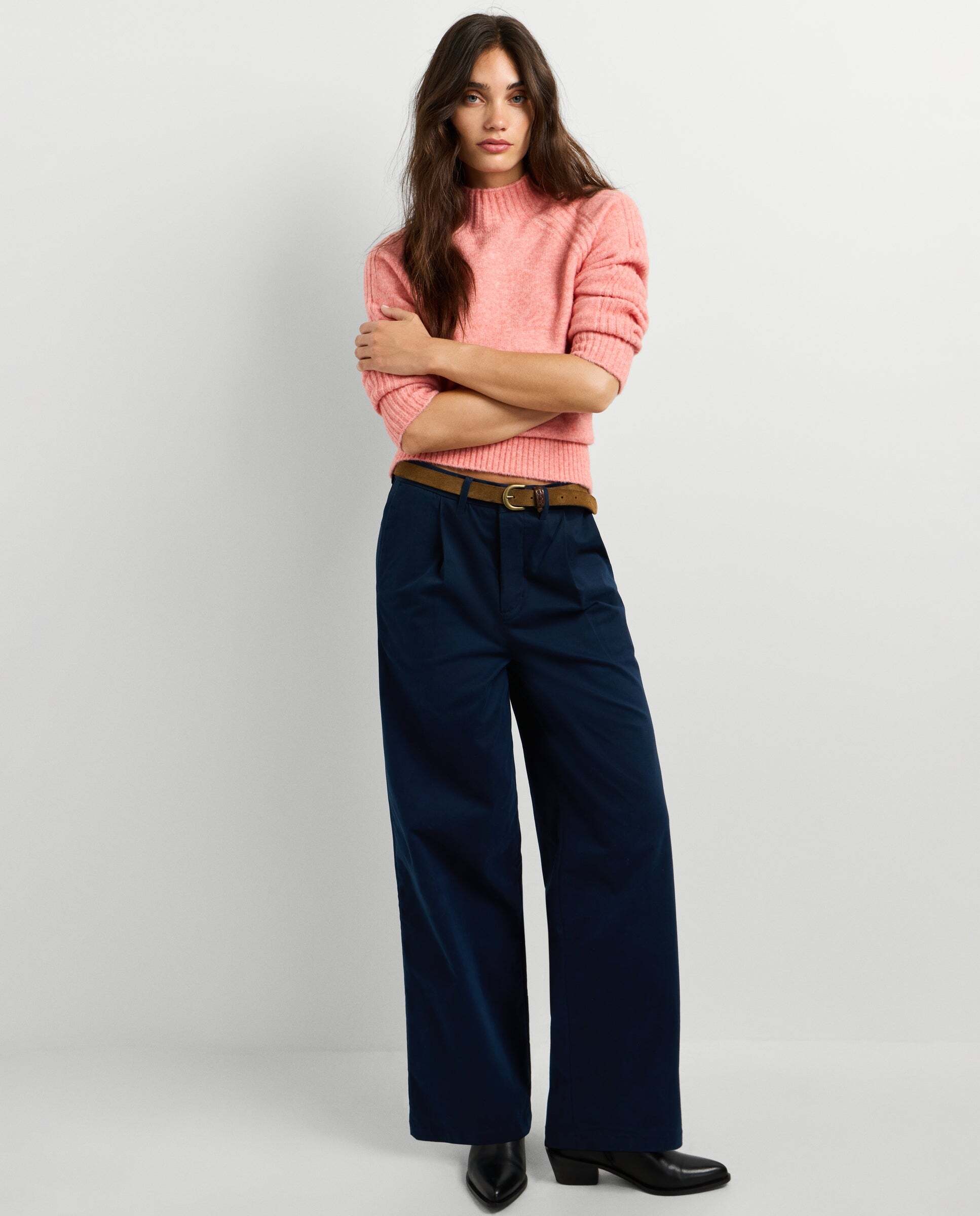 Pantalon de mujer recto con pliegues - Pepe Jeans - Azul Azul-2