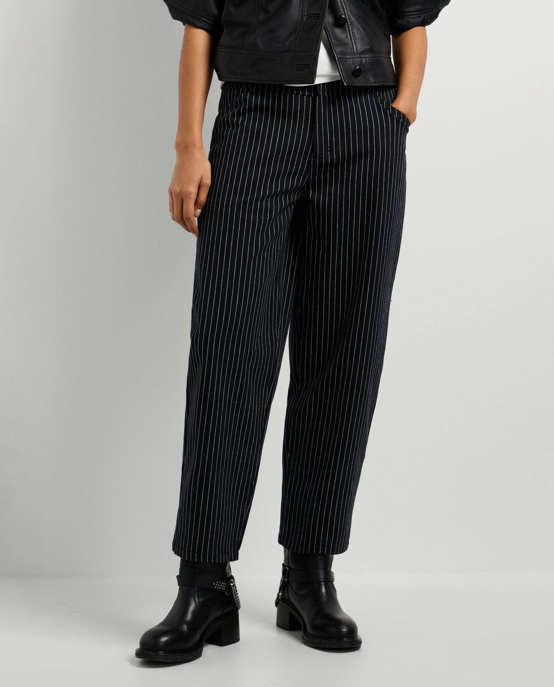 Pantalon de mujer recto raya diplomática - Pepe Jeans - Negro Negro-1