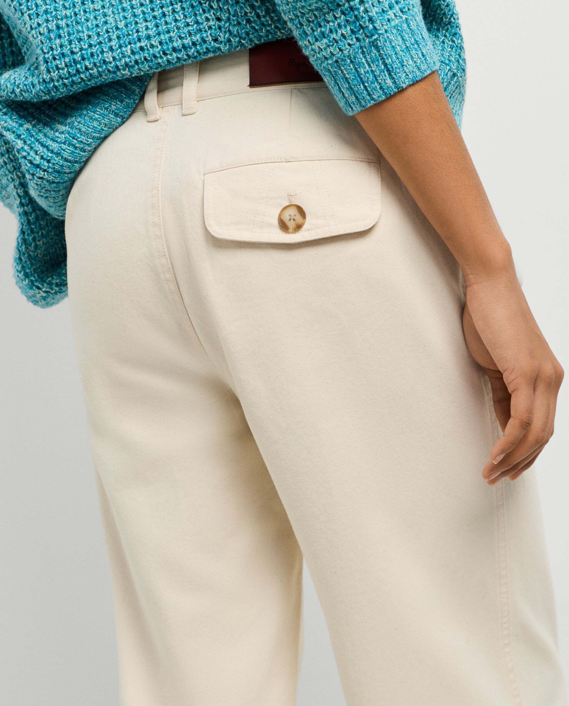 Pantalón de mujer tiro alto y fit recto - Pepe Jeans - Beige Beige-4