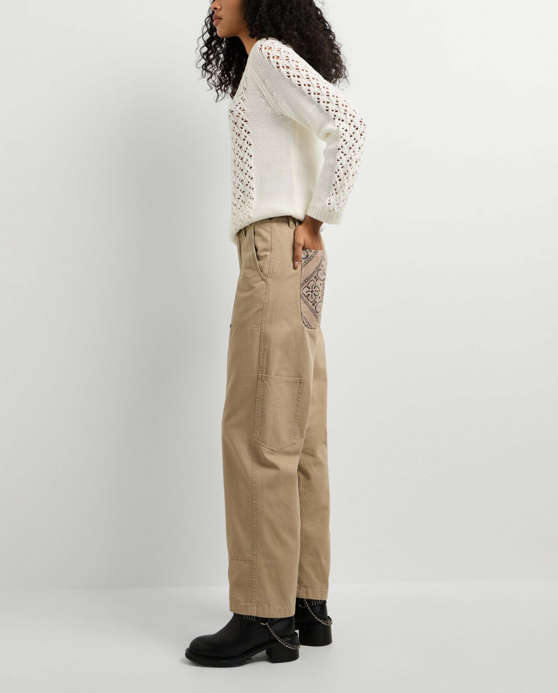 Pantalón de mujer cargo sarga fit recto - Pepe Jeans - Natural Natural-1