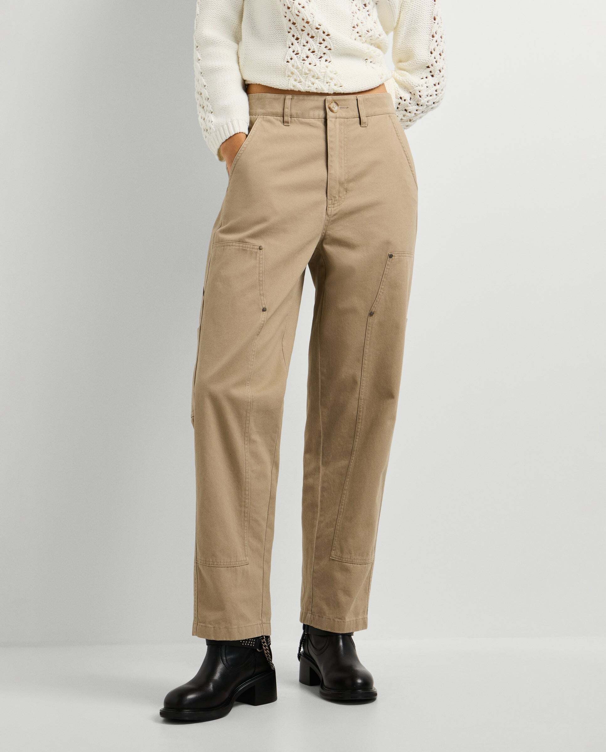 Pantalón de mujer cargo sarga fit recto - Pepe Jeans - Natural Natural-2