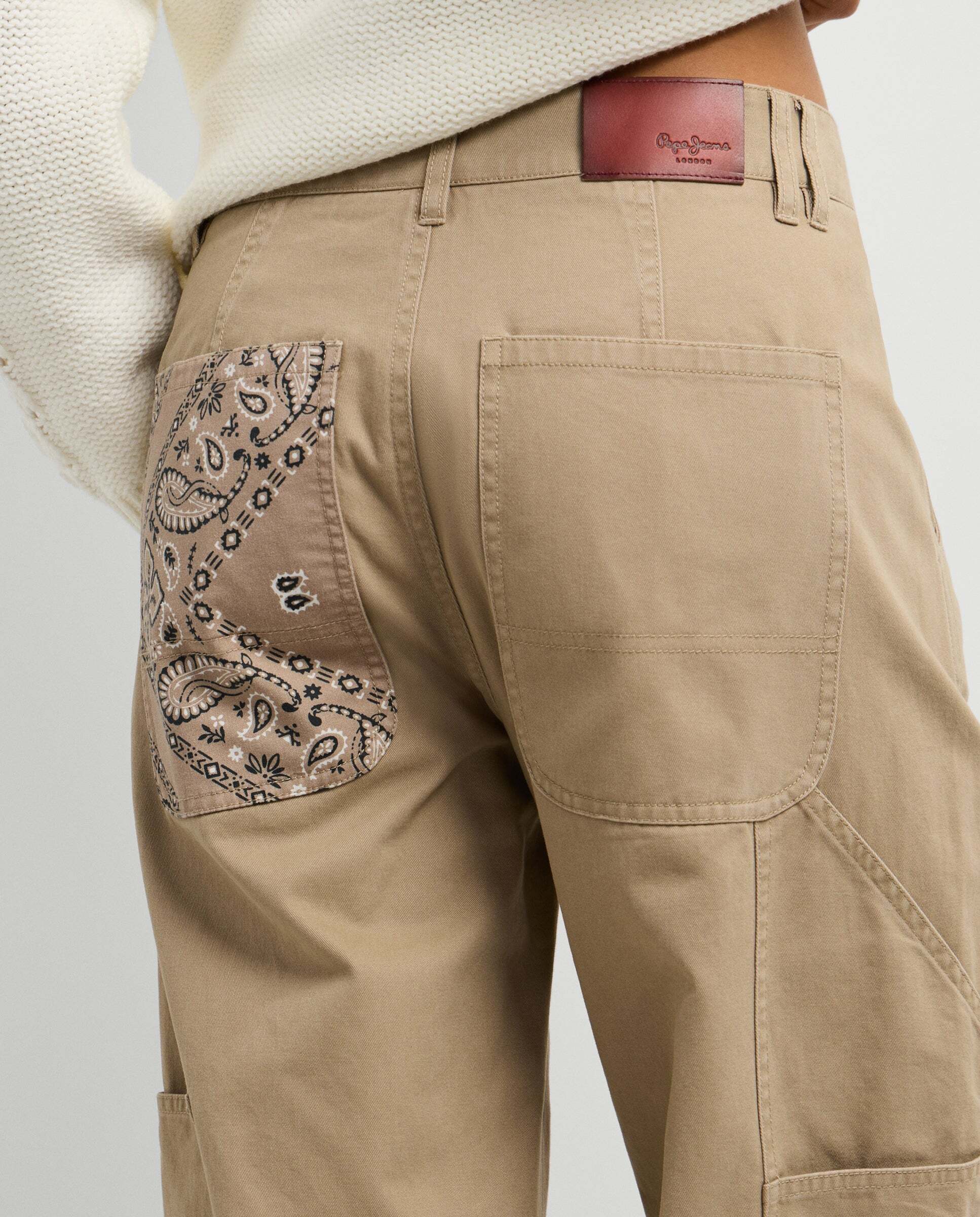 Pantalón de mujer cargo sarga fit recto - Pepe Jeans - Natural Natural-4