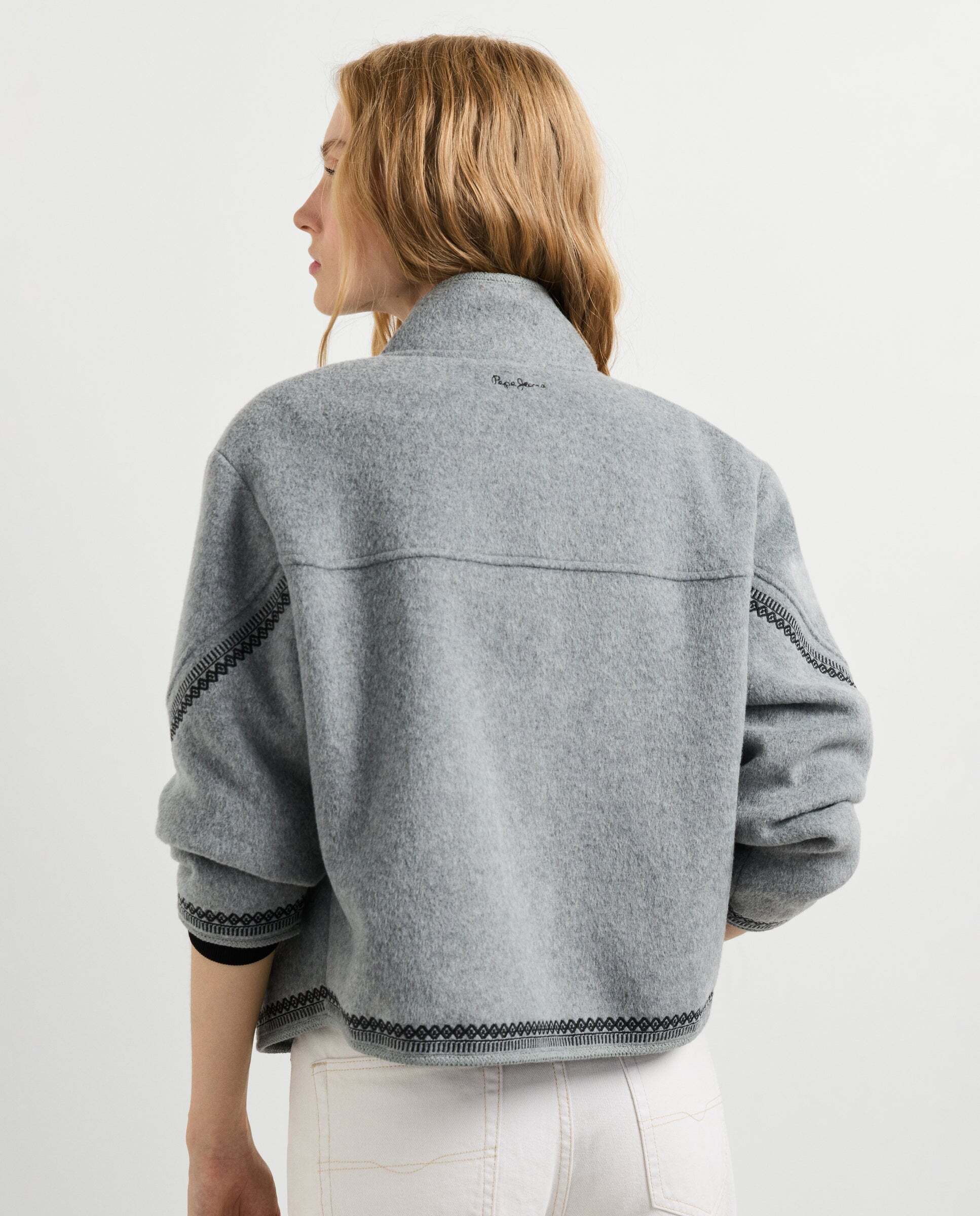 Chaqueta de mujer con detalles bordados - Pepe Jeans - Gris Gris-3