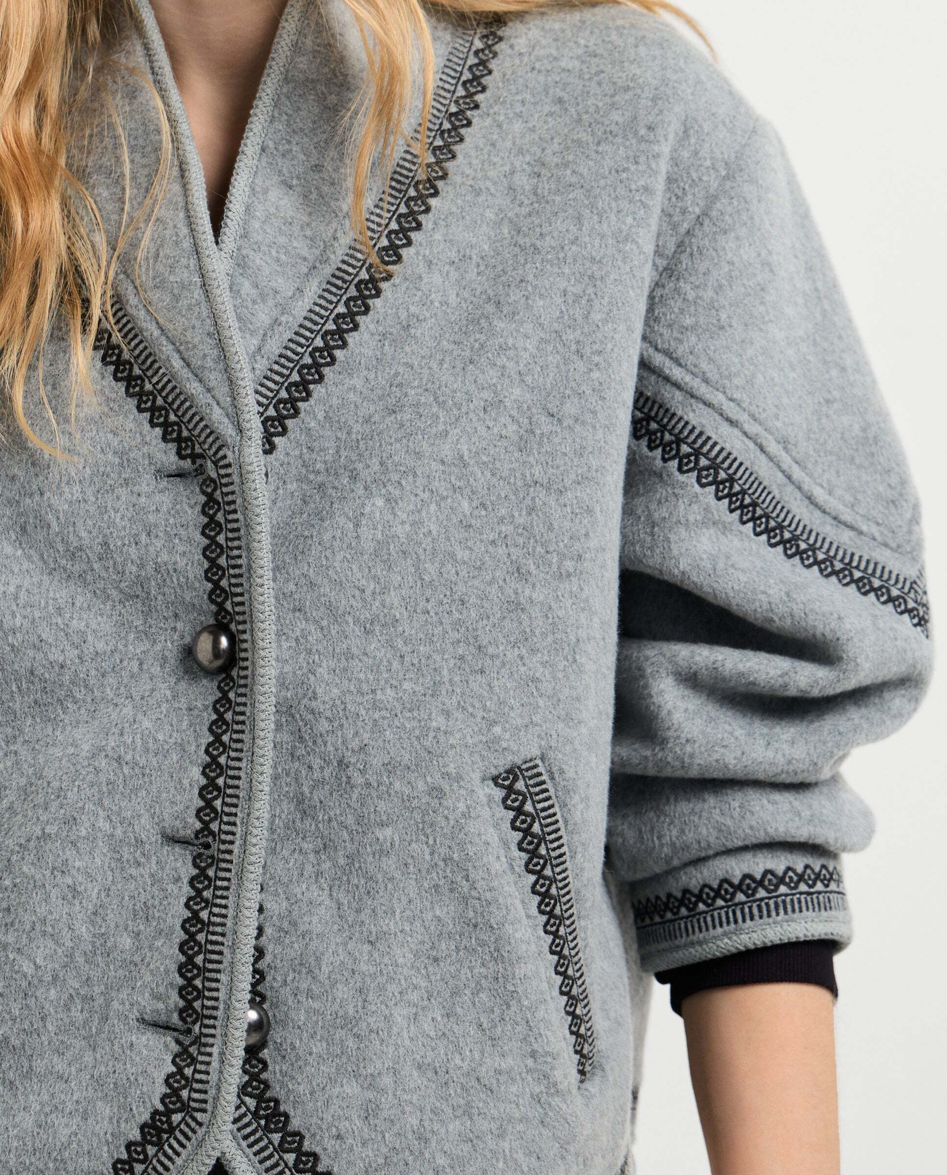 Chaqueta de mujer con detalles bordados - Pepe Jeans - Gris Gris-4