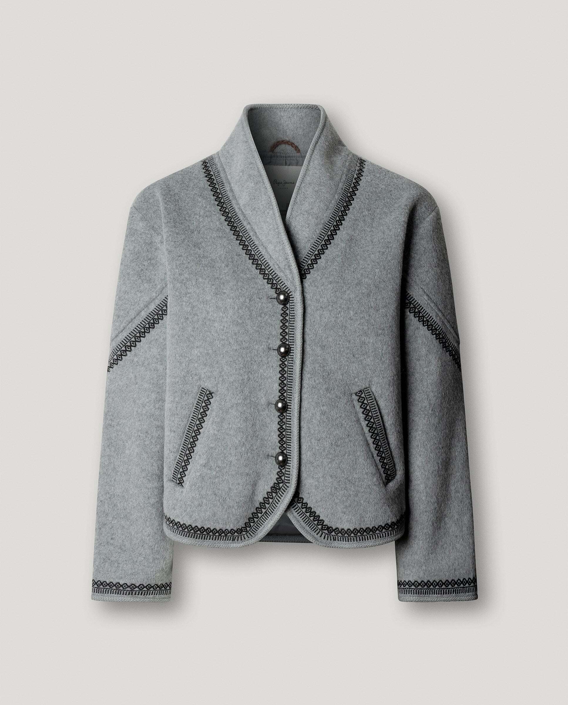 Chaqueta de mujer con detalles bordados - Pepe Jeans - Gris Gris-6