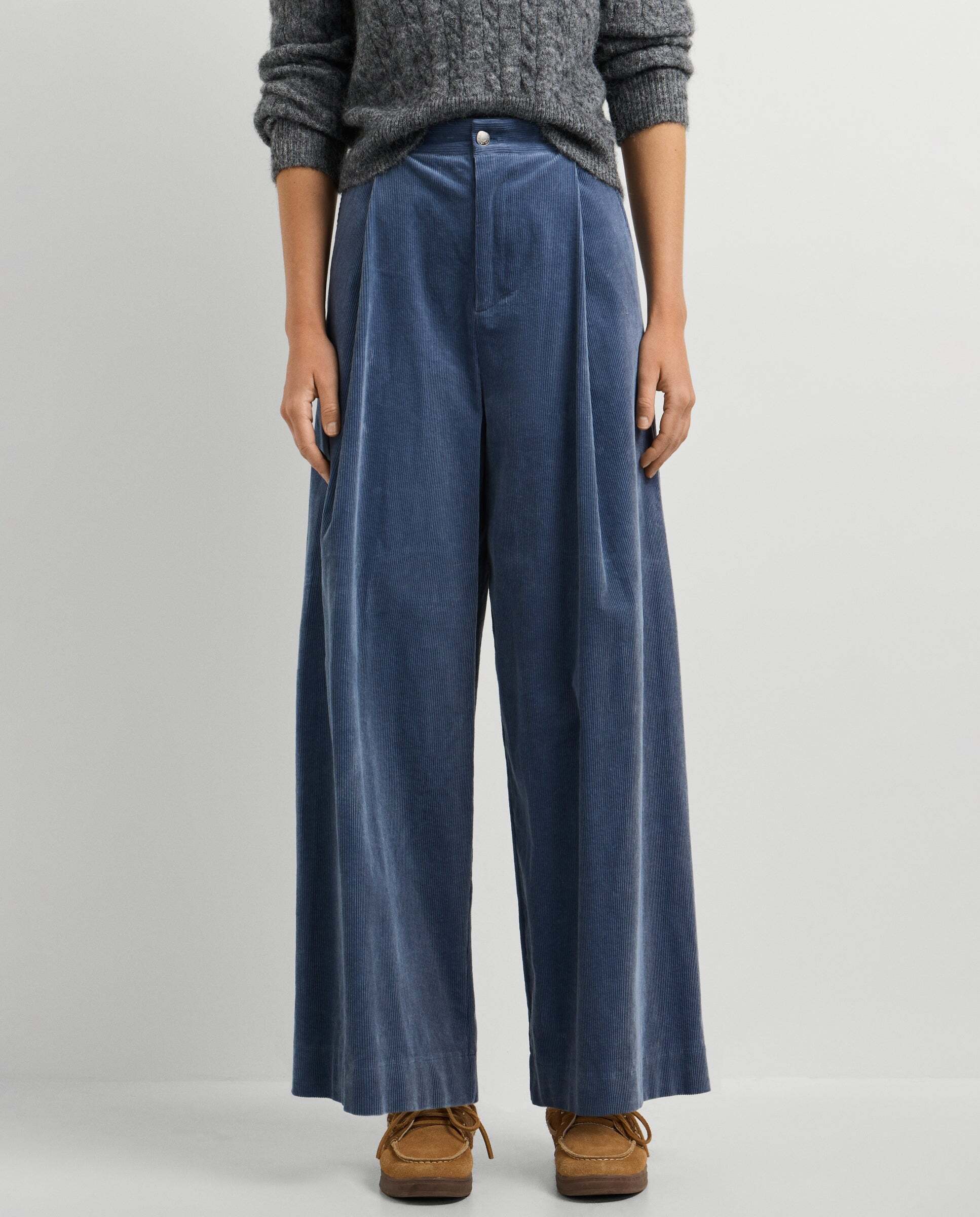 Pantalón de pana fit ancho - Pepe Jeans - Azul oscuro Azul oscuro-1
