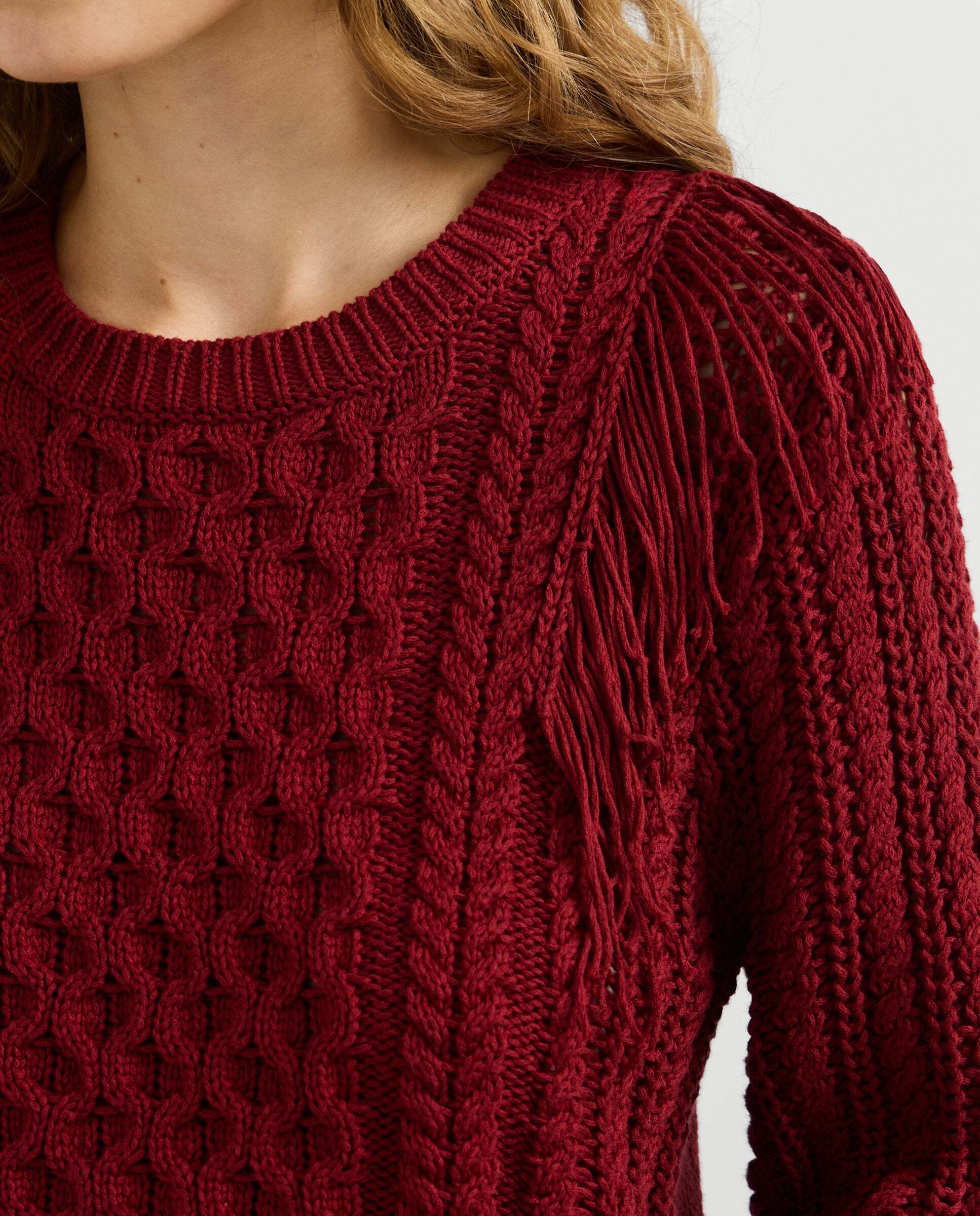 Jersey de mujer trenzado cuello redondo - Pepe Jeans - Rojo Rojo-4
