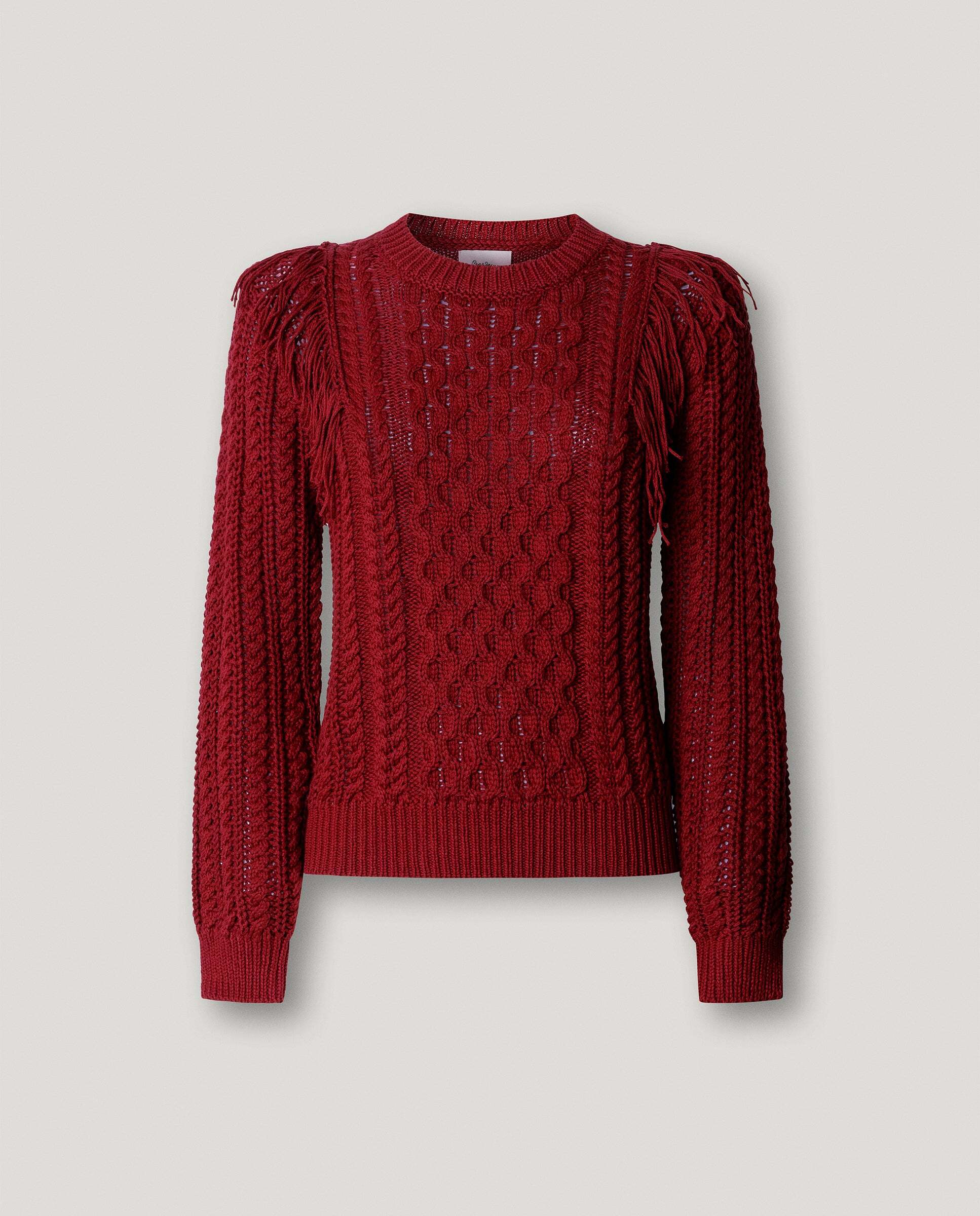 Jersey de mujer trenzado cuello redondo - Pepe Jeans - Rojo Rojo-6