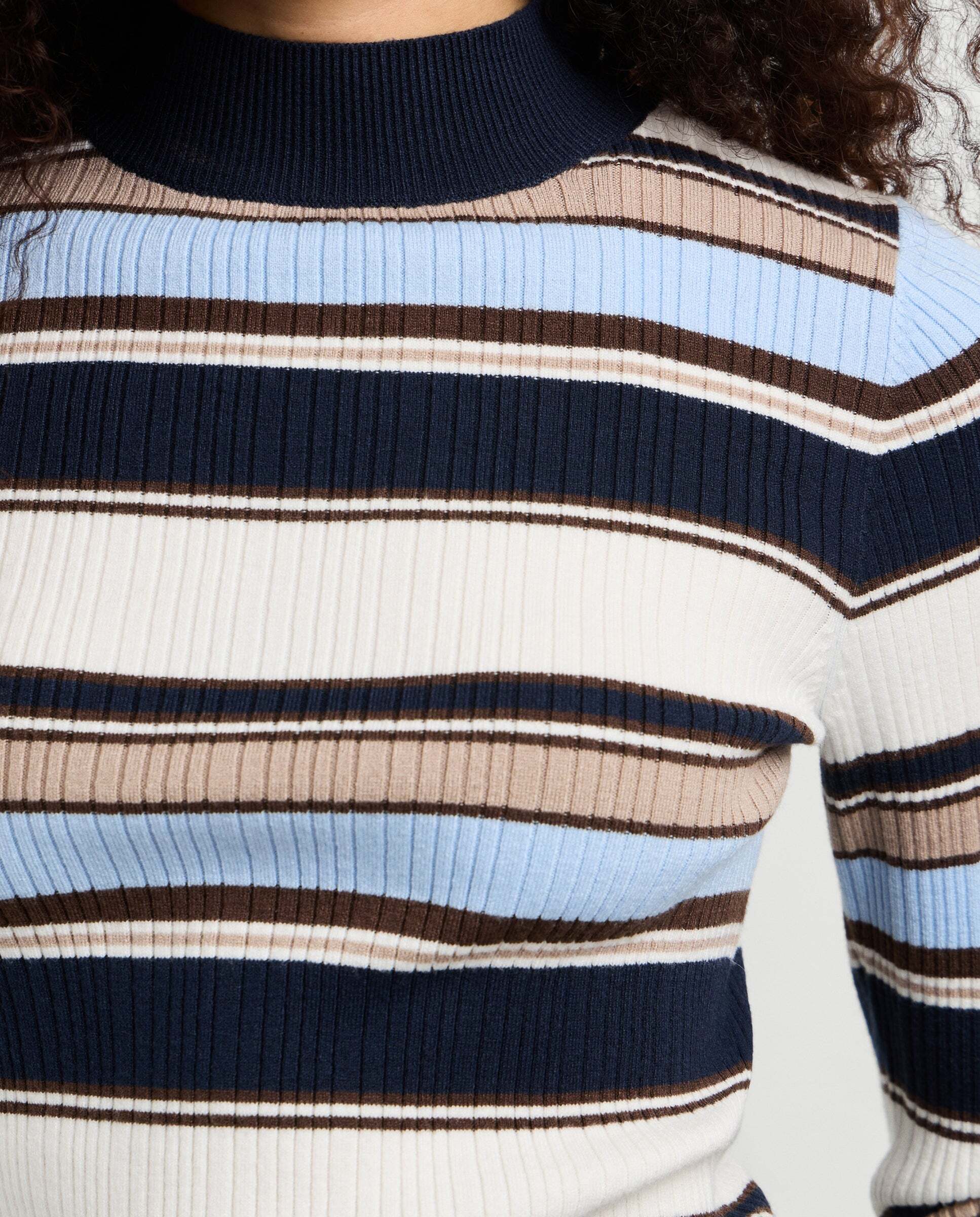 Jersey de mujer canalé cuello perkins - Pepe Jeans - Azul oscuro Azul oscuro-5
