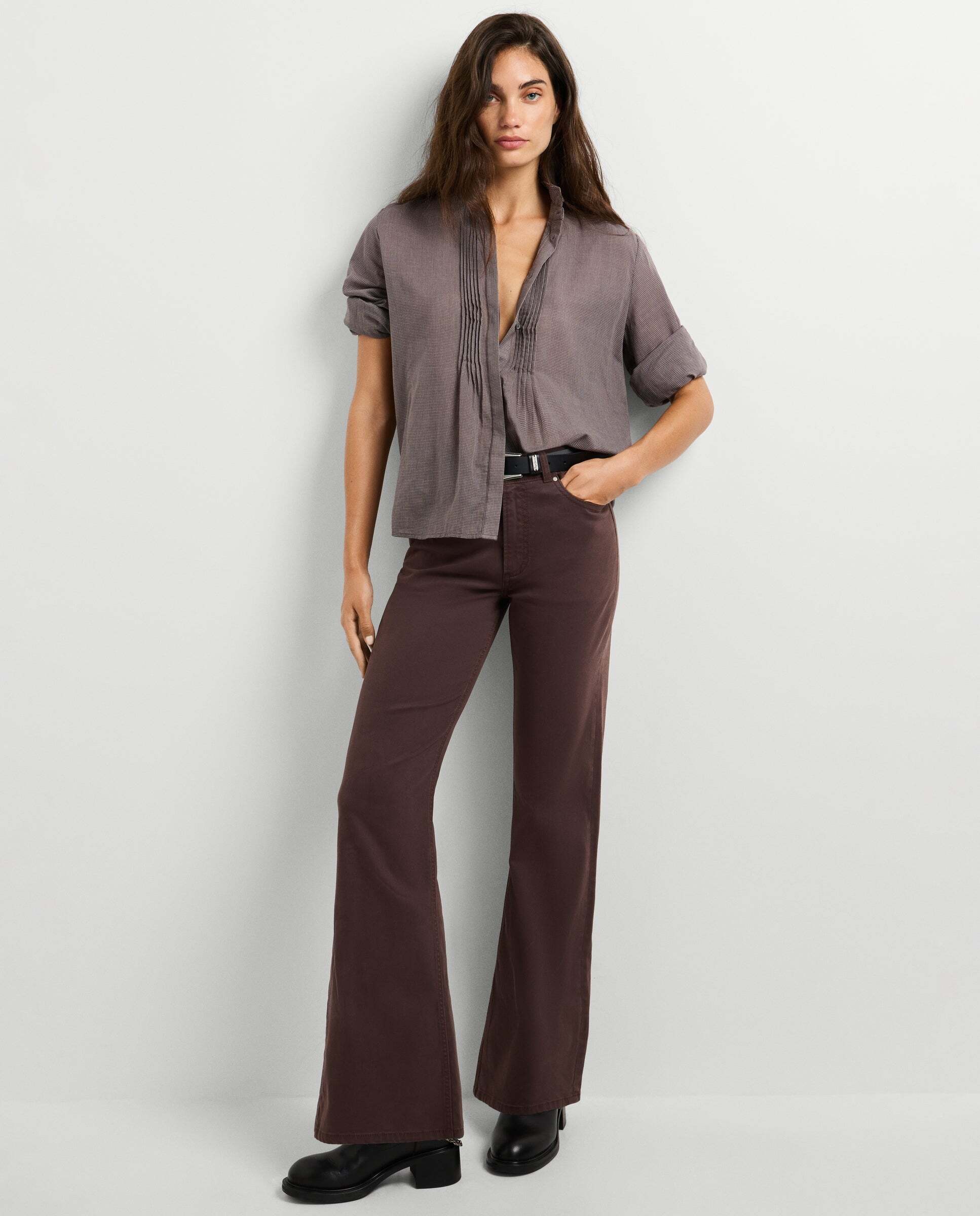 Willa - Pepe Jeans - pantalon cinco bolsillos fit flare - Marrón Marrón-1
