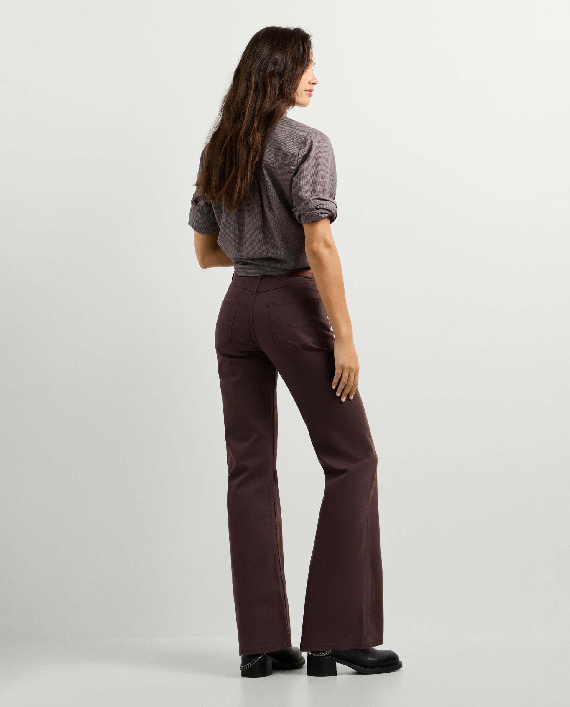 Willa - Pepe Jeans - pantalon cinco bolsillos fit flare - Marrón Marrón-3