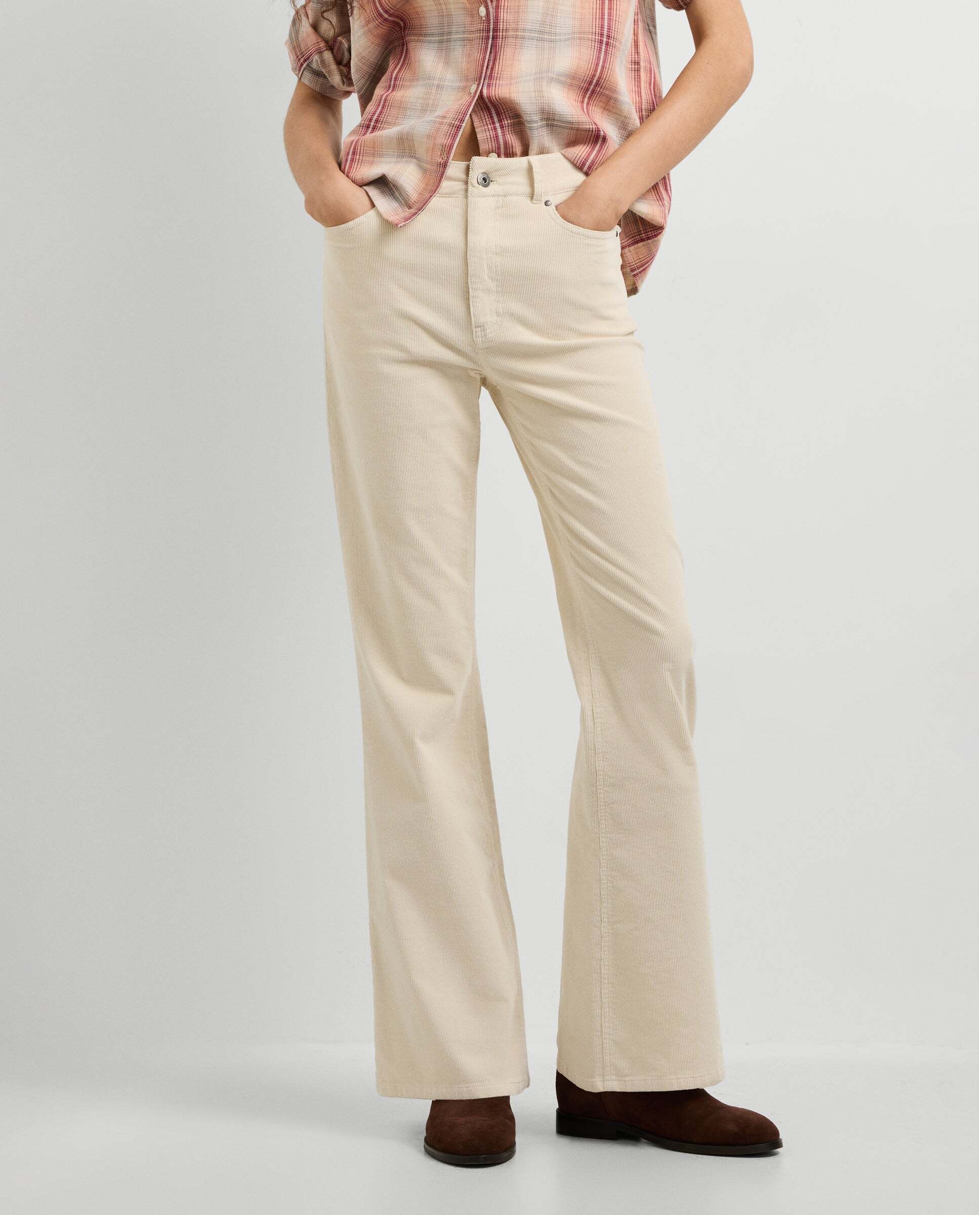 Willa - Pepe Jeans - pantalon cinco bolsillos pana fit flare - Blanco Blanco-2