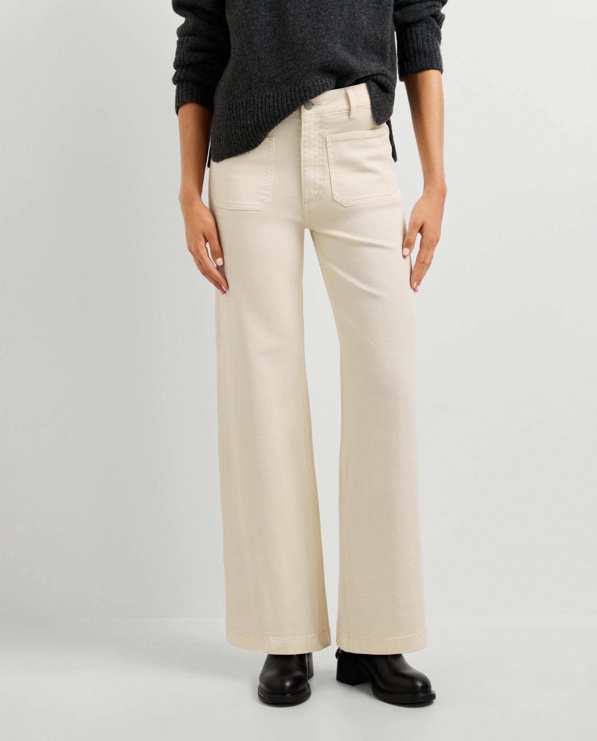 Pantalón de mujer sarga fit culotte - Pepe Jeans - Blanco roto Blanco roto-1