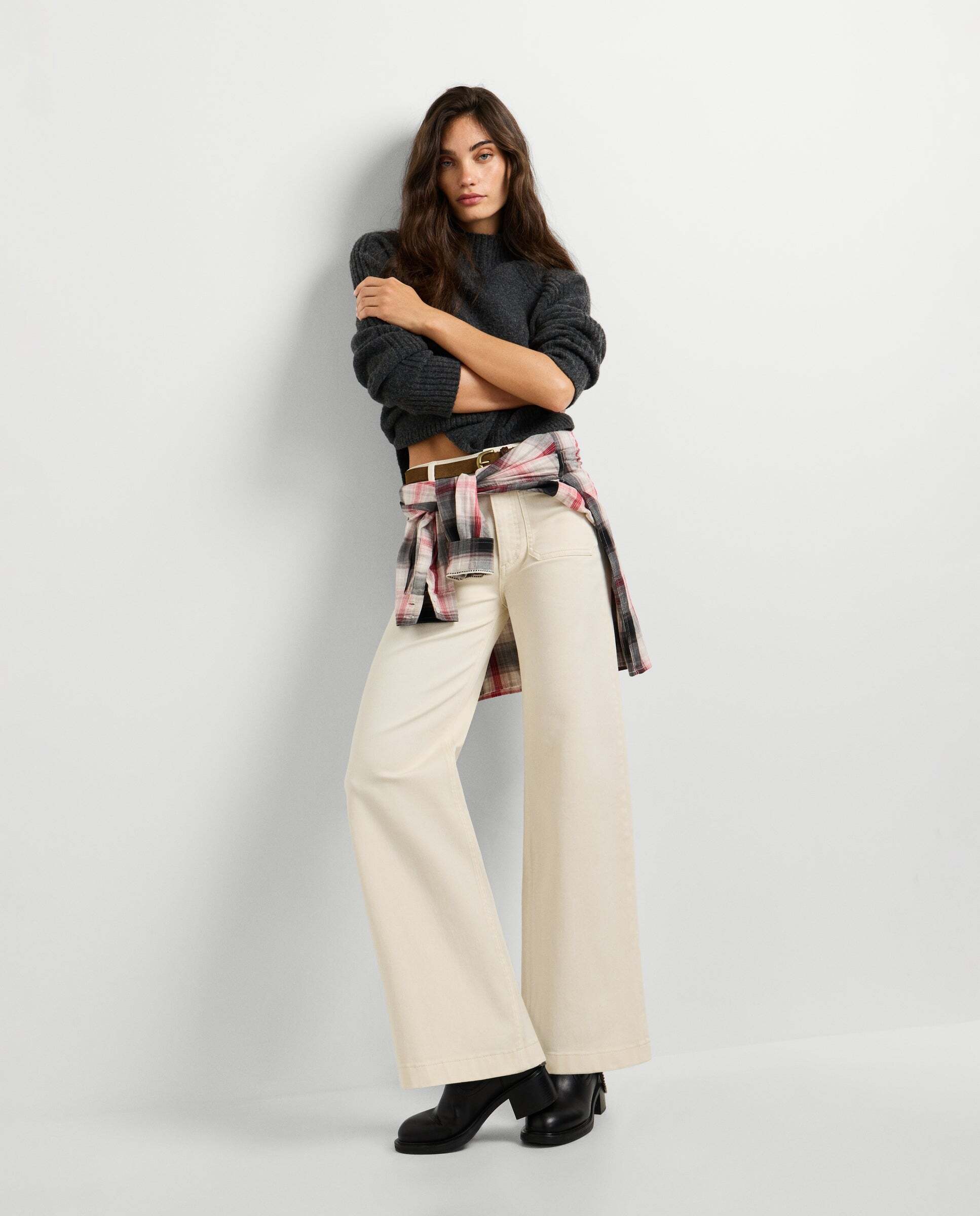 Pantalón de mujer sarga fit culotte - Pepe Jeans - Blanco roto Blanco roto-2