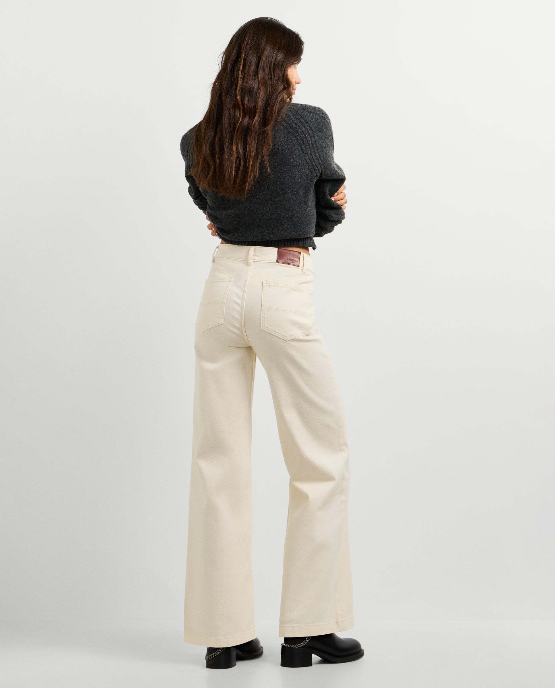 Pantalón de mujer sarga fit culotte - Pepe Jeans - Blanco roto Blanco roto-3