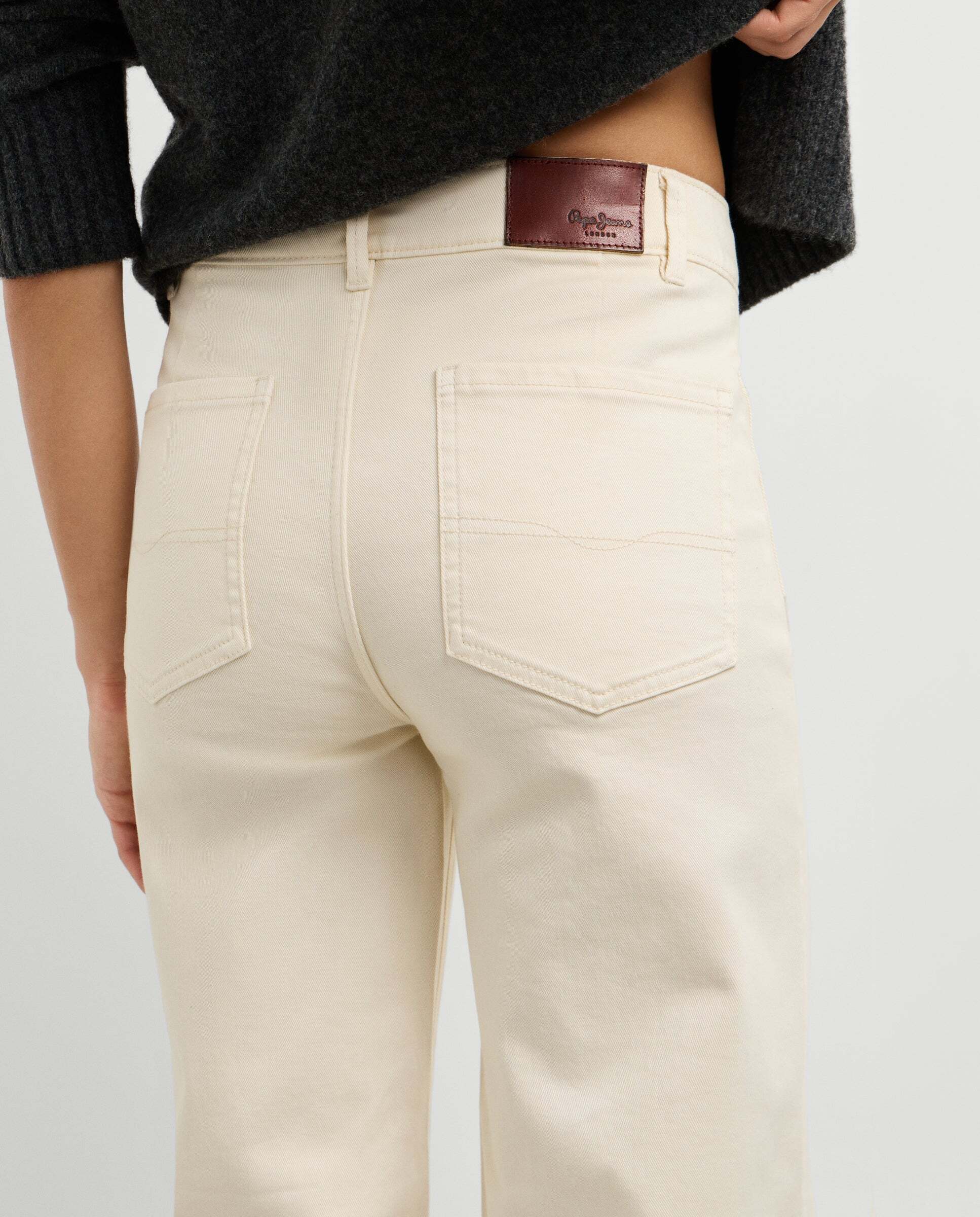 Pantalón de mujer sarga fit culotte - Pepe Jeans - Blanco roto Blanco roto-4