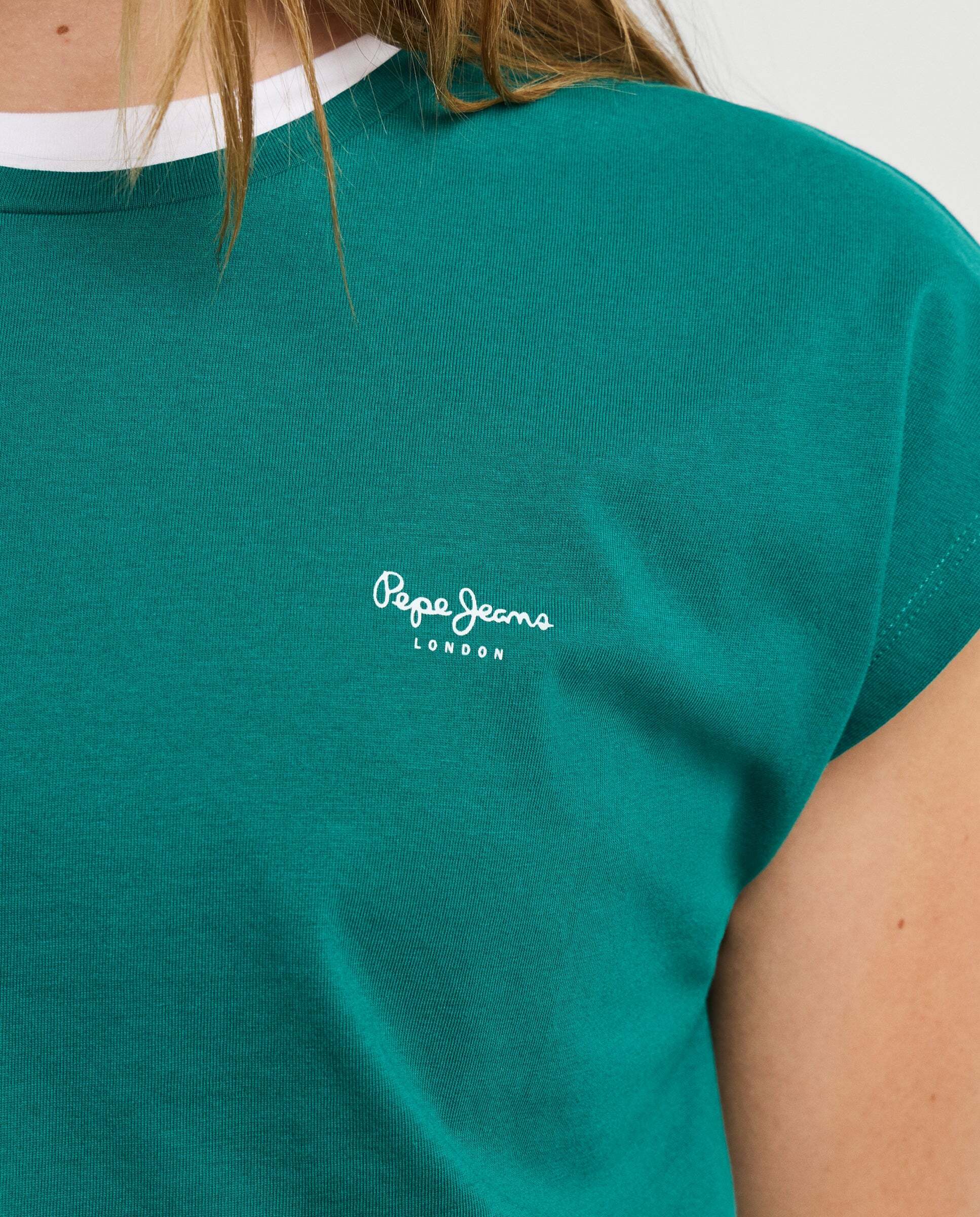 Camiseta de mujer fit slim con logo estampado - Pepe Jeans - Verde azulado Verde azulado-4