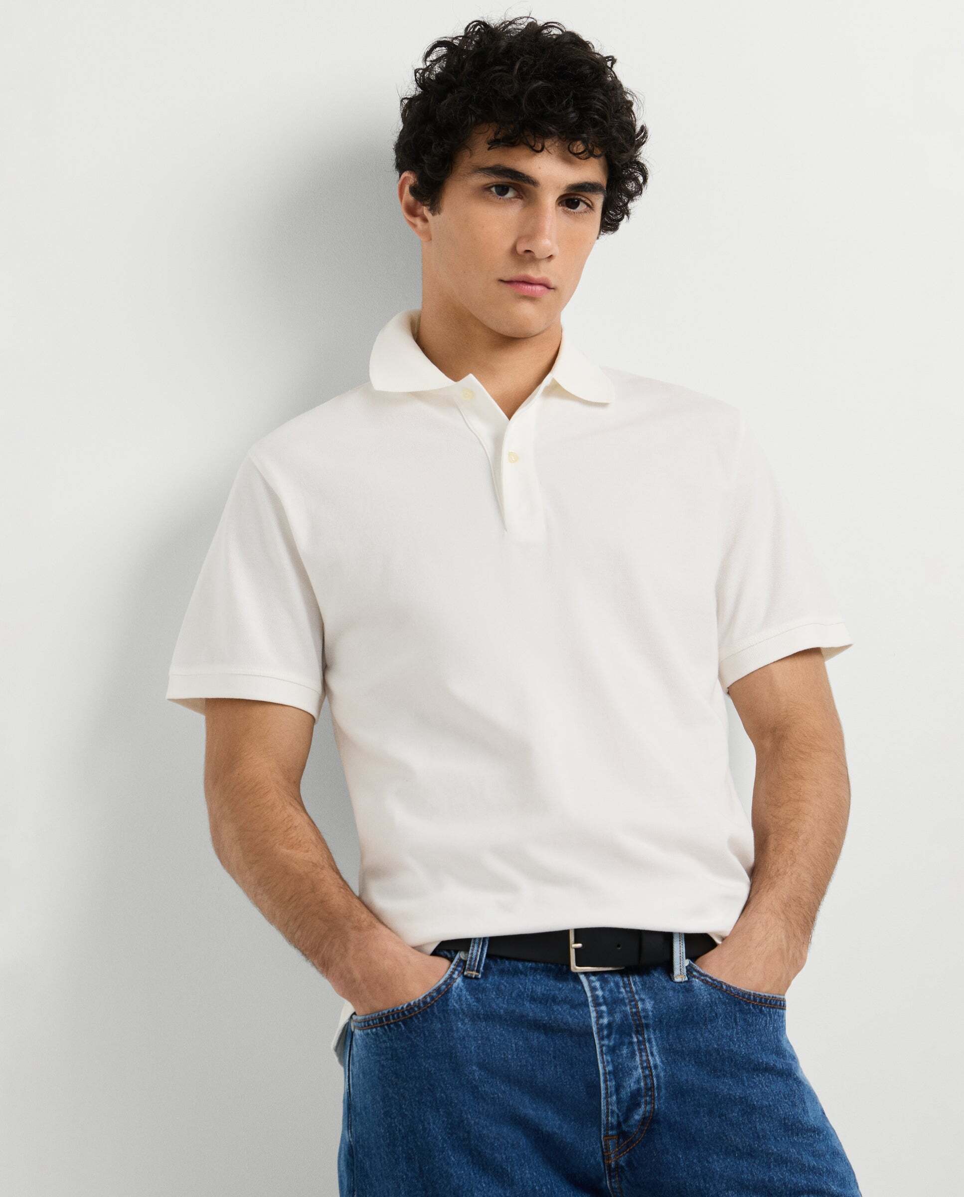 Imagen 0 de Polo de hombre piqué fit regular Blanco