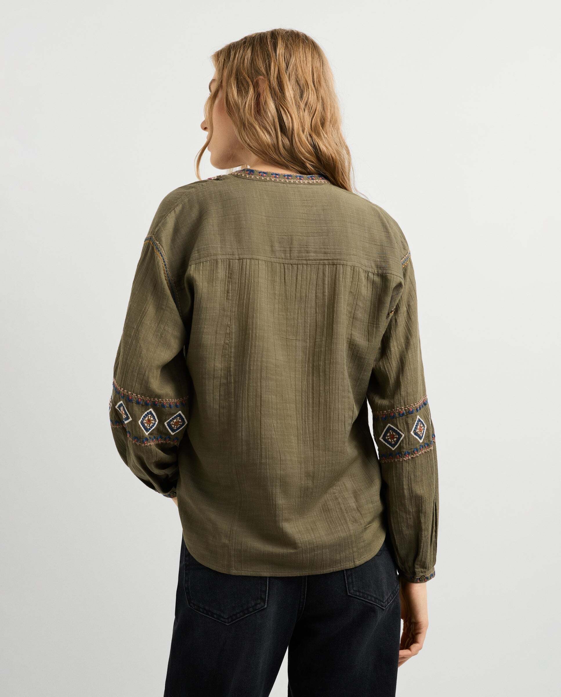 Blusa de mujer fluida detalles bordados - Pepe Jeans - Verde Verde-3