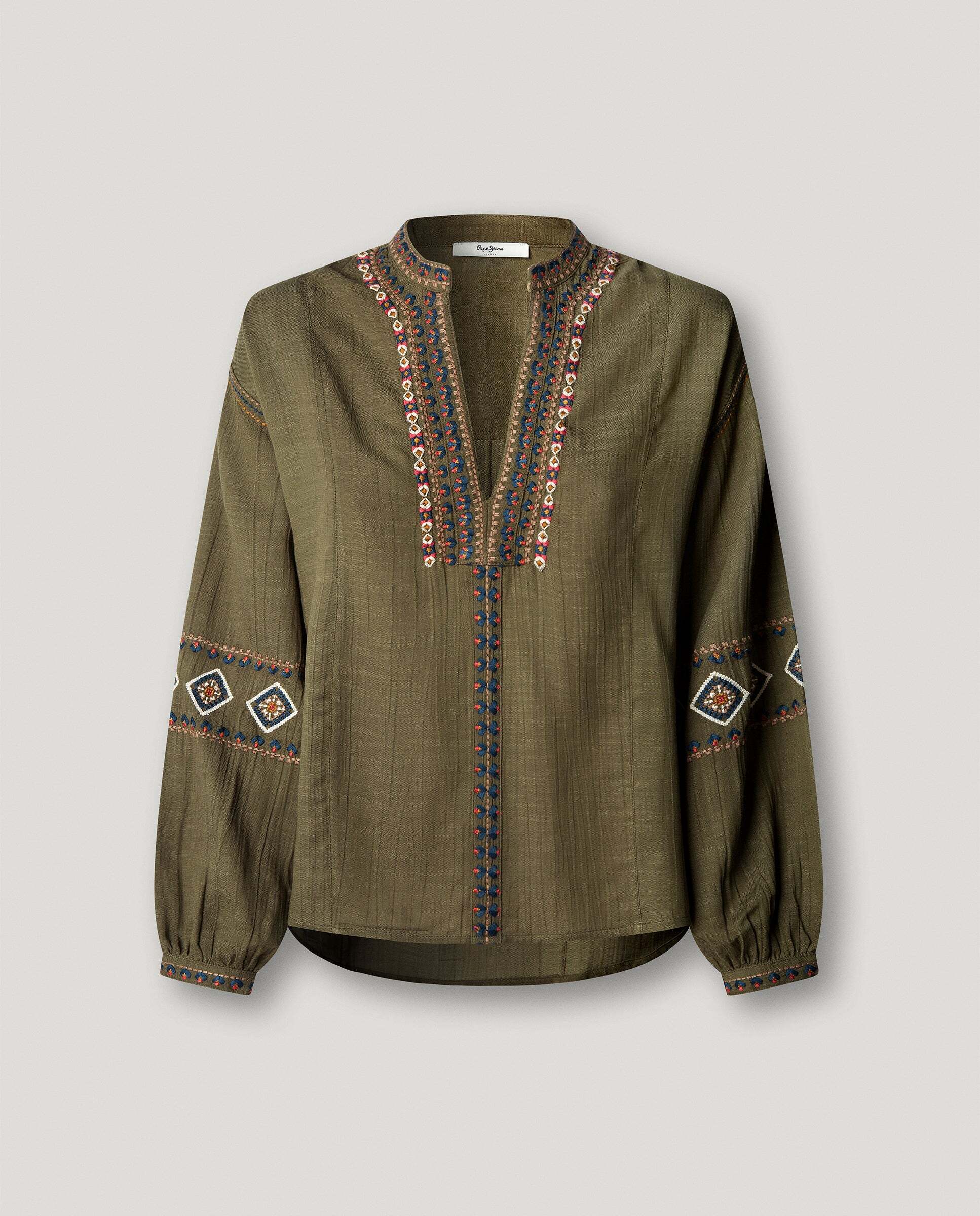 Blusa de mujer fluida detalles bordados - Pepe Jeans - Verde Verde-6
