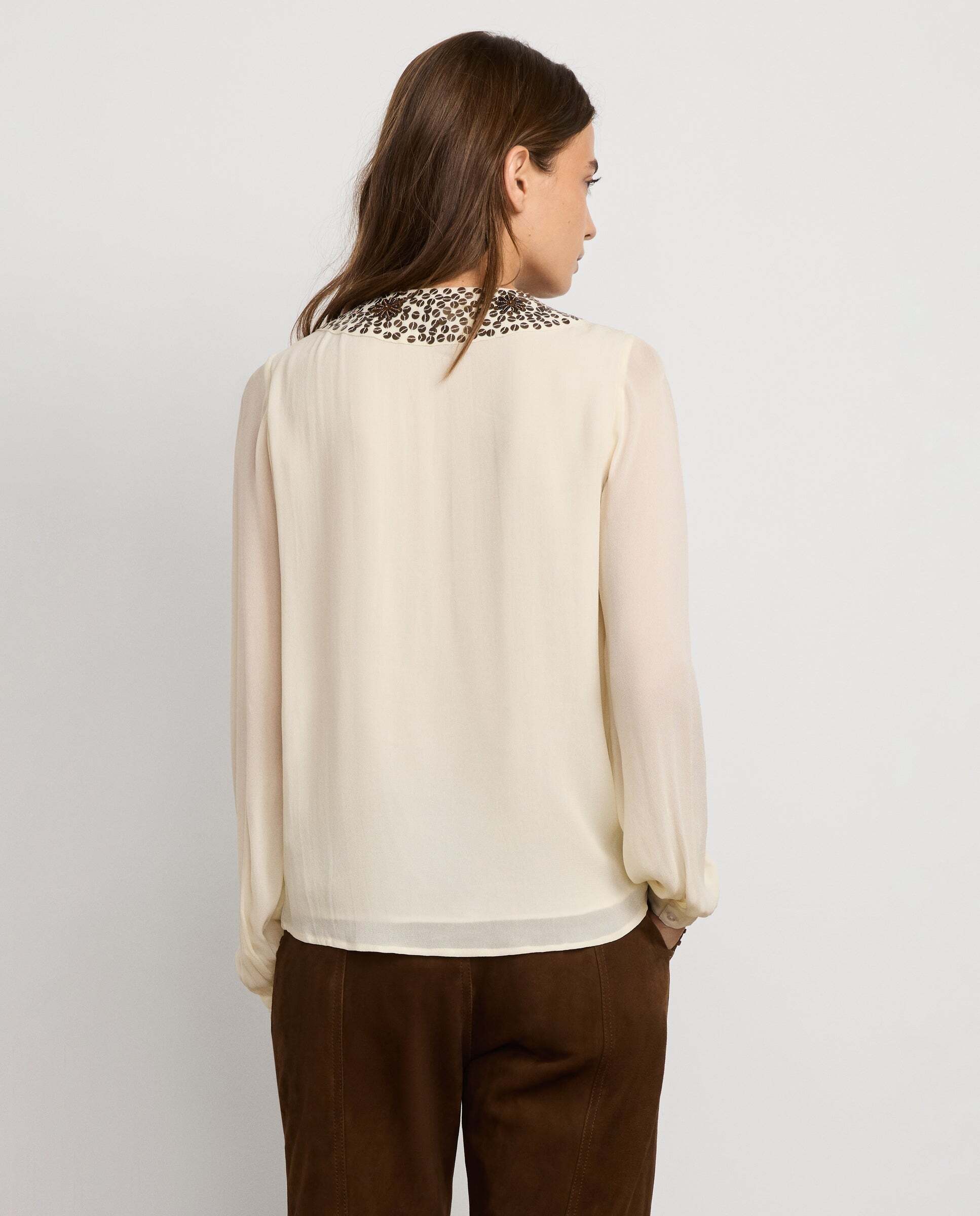 Blusa de mujer fluida detalles lentejuelas - Pepe Jeans - Blanco roto Blanco roto-3