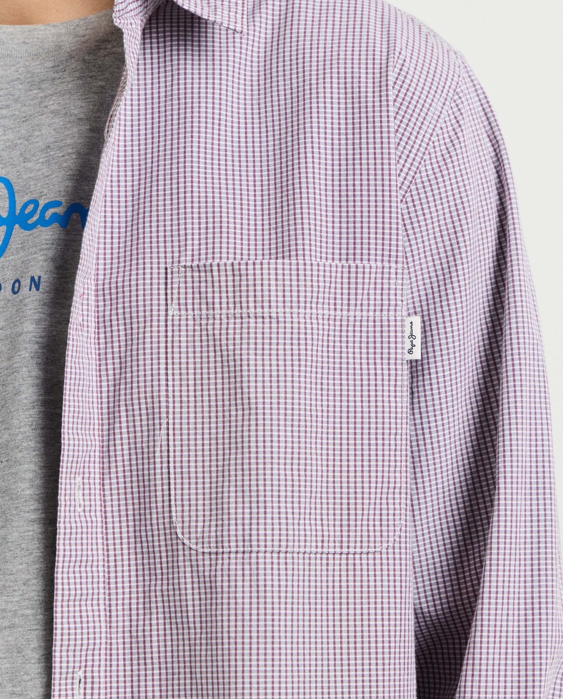 Imagen 5 de Camisa de hombre popelín cuadros fit regular - Pepe Jeans - Gris Gris