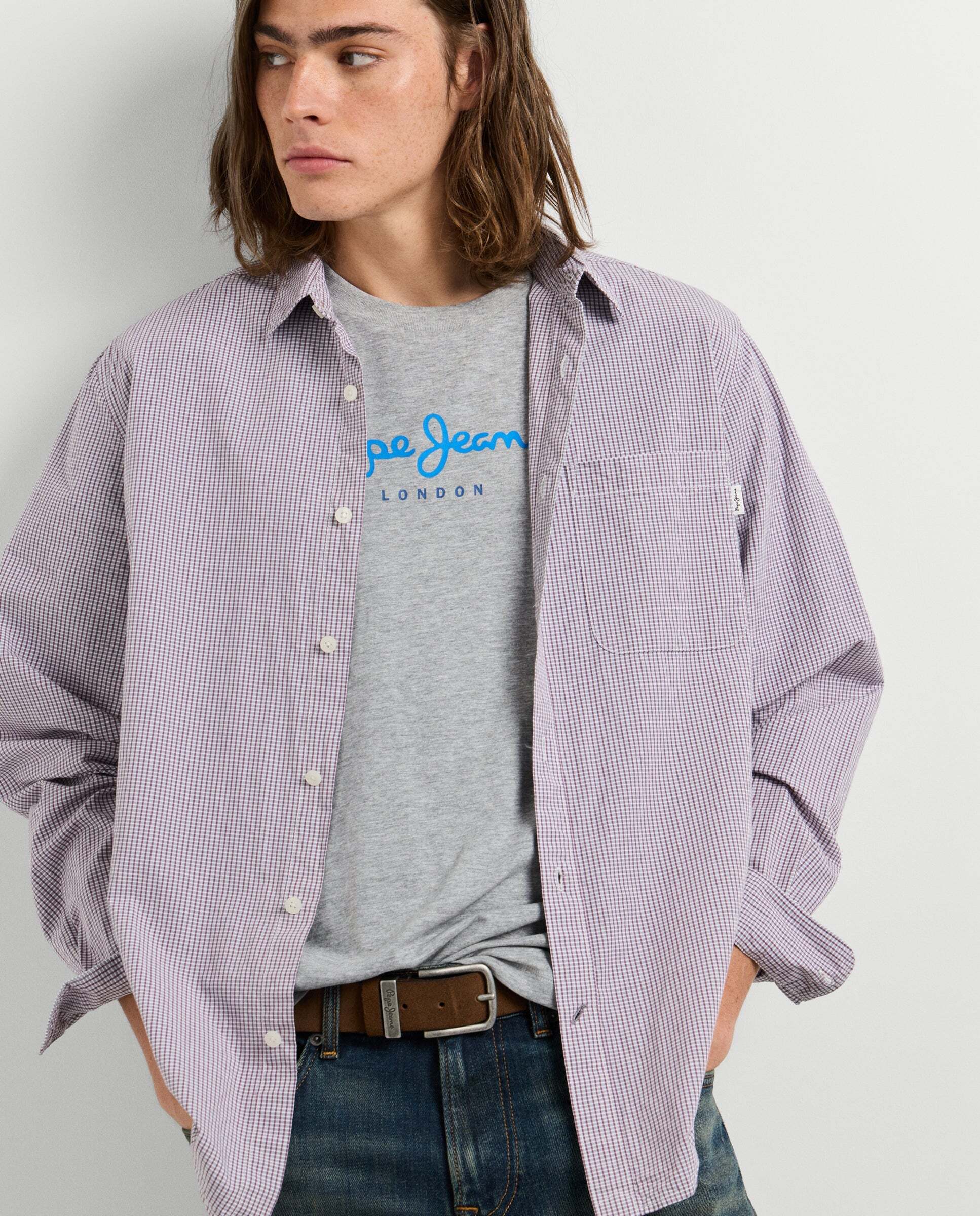 Camisa de hombre popelín cuadros fit regular