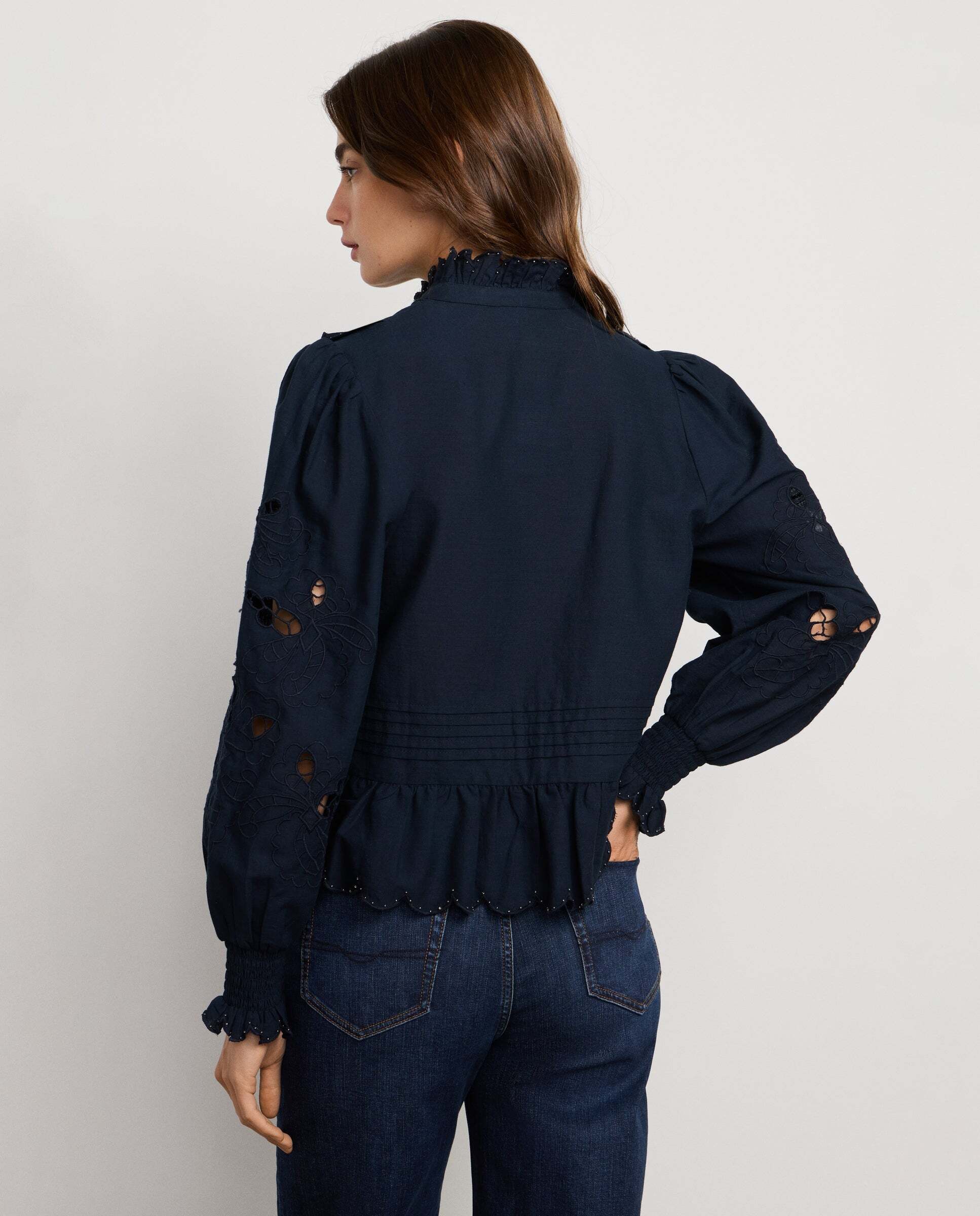 Blusa de mujer fluida bordados florales - Pepe Jeans - Azul Azul-3