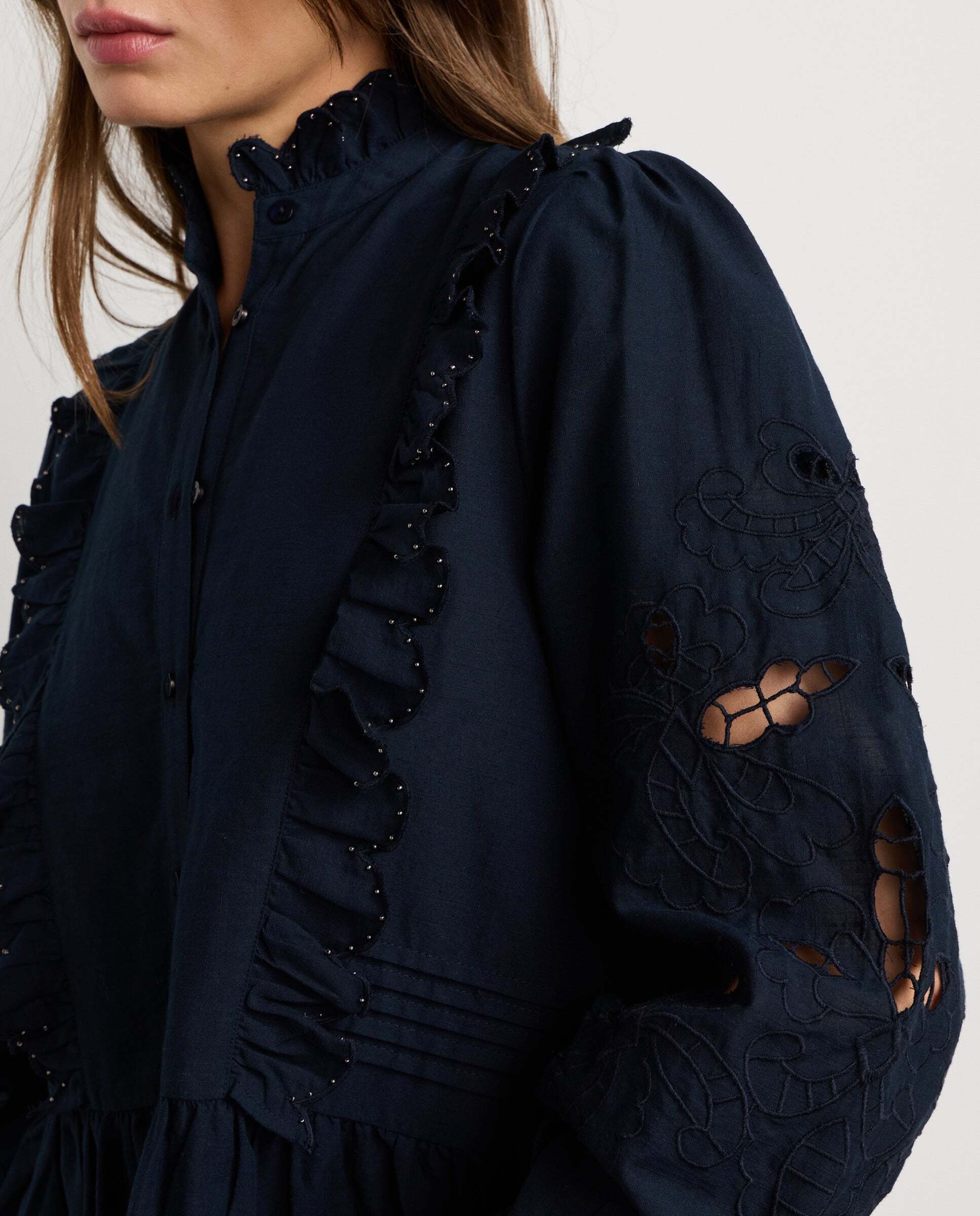 Blusa de mujer fluida bordados florales - Pepe Jeans - Azul Azul-4