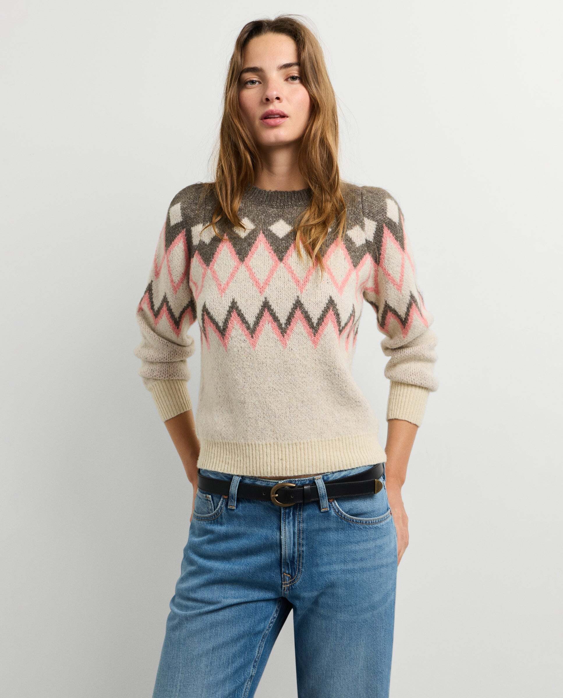 Jersey de mujer punto estampado geométrico - Pepe Jeans - Blanco Blanco-1