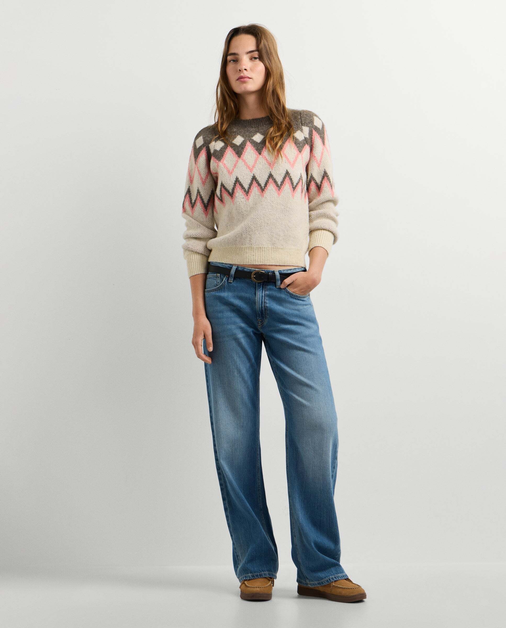 Jersey de mujer punto estampado geométrico - Pepe Jeans - Blanco Blanco-2