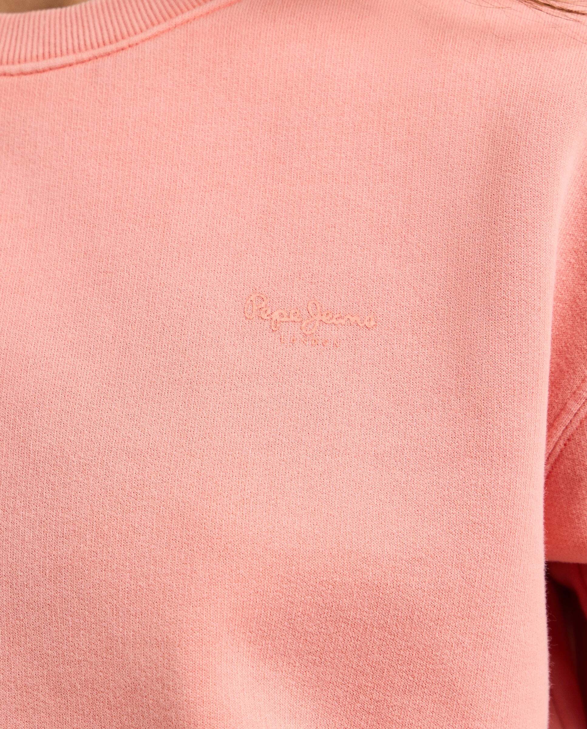 Sudadera de mujer cuello redondo con logo - Pepe Jeans - Rosa Rosa-5