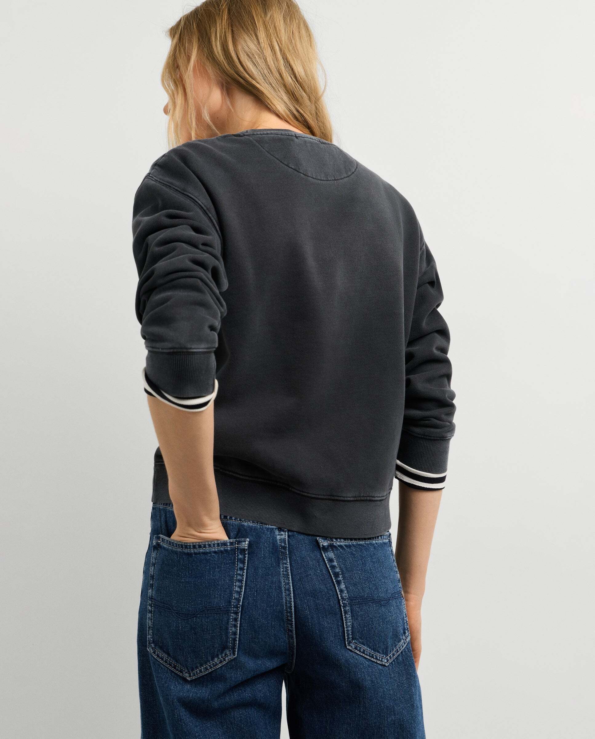 Sudadera de mujer cuello redondo con logo - Pepe Jeans - Negro Negro-3