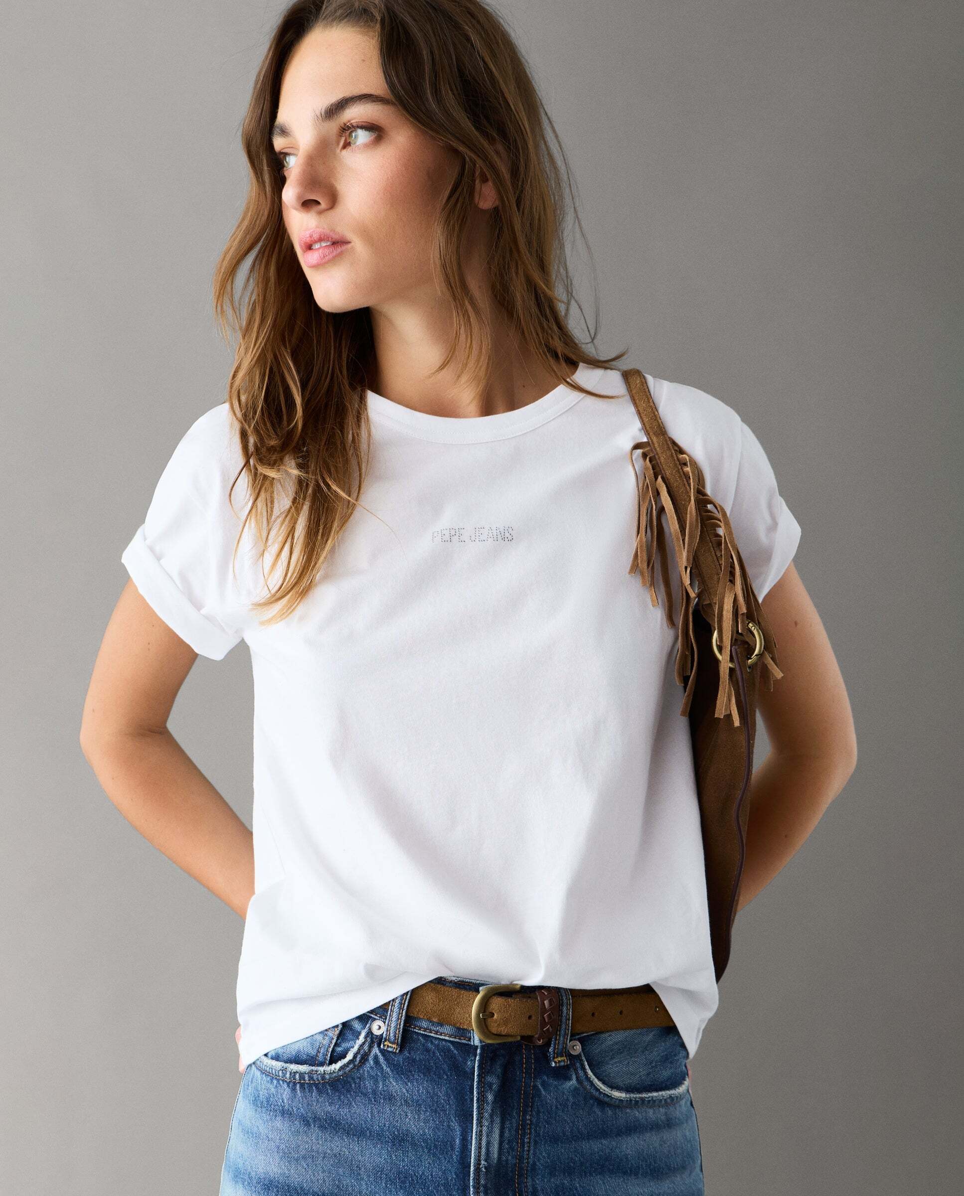 Camiseta de mujer logo strass - Pepe Jeans - Blanco Blanco-1