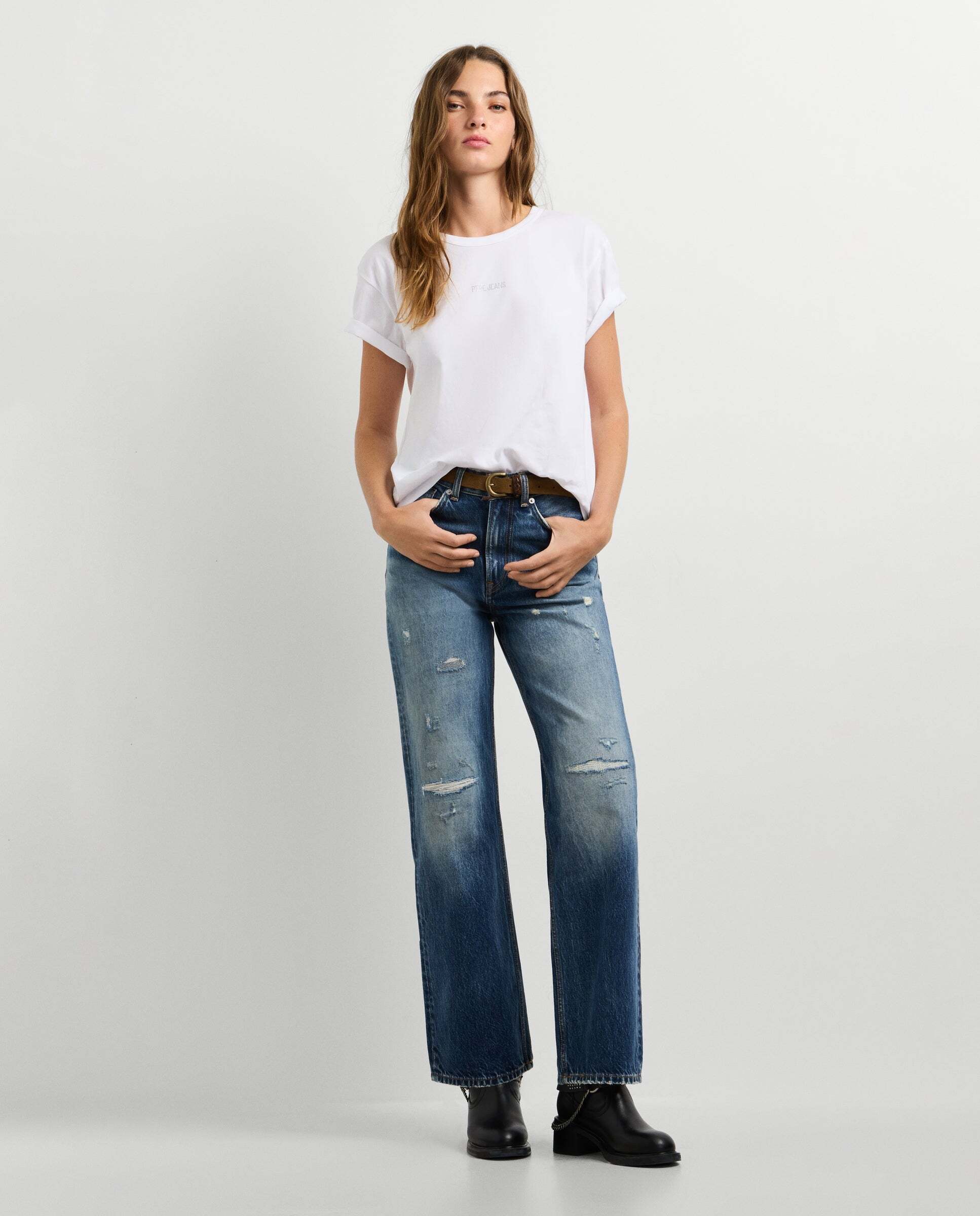 Camiseta de mujer logo strass - Pepe Jeans - Blanco Blanco-2