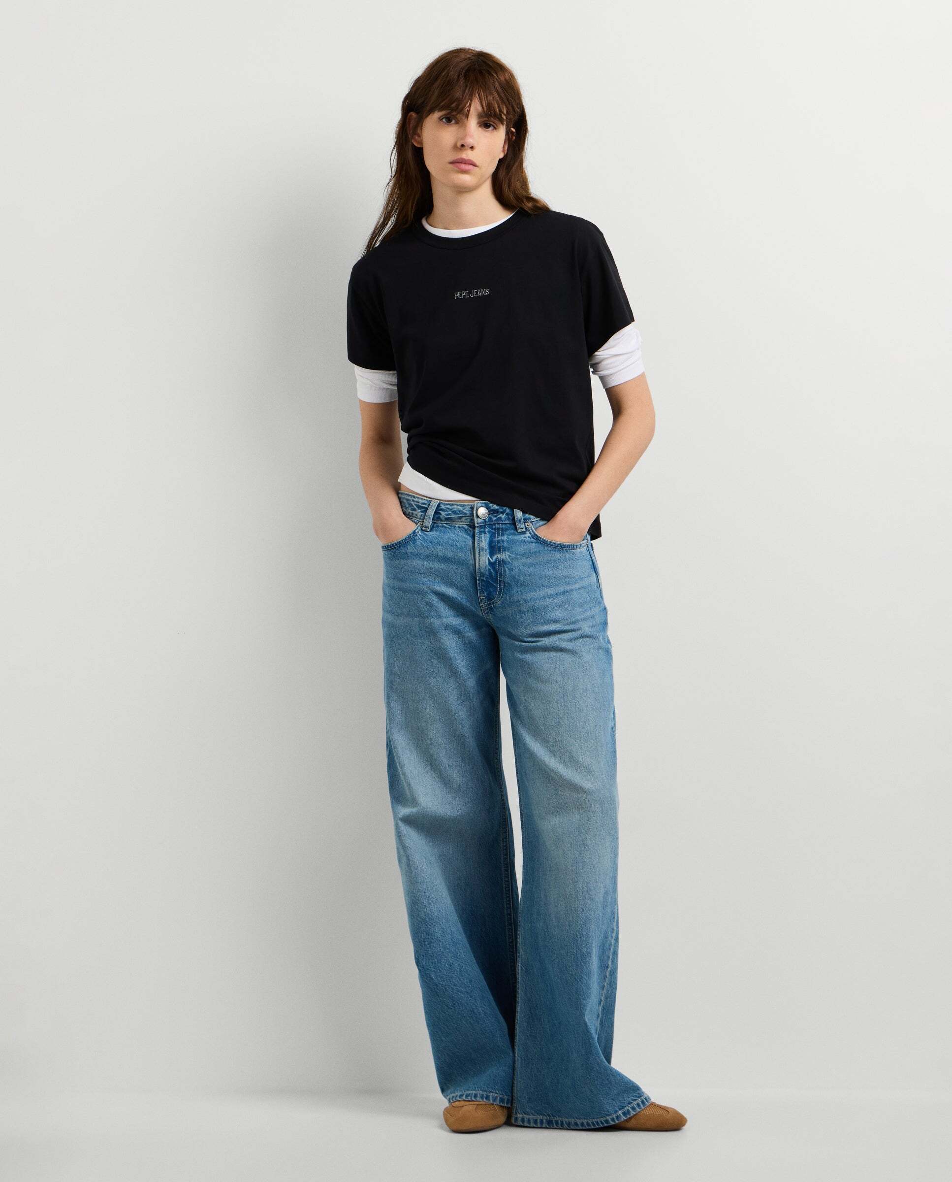 Camiseta de mujer logo strass - Pepe Jeans - Negro Negro-2